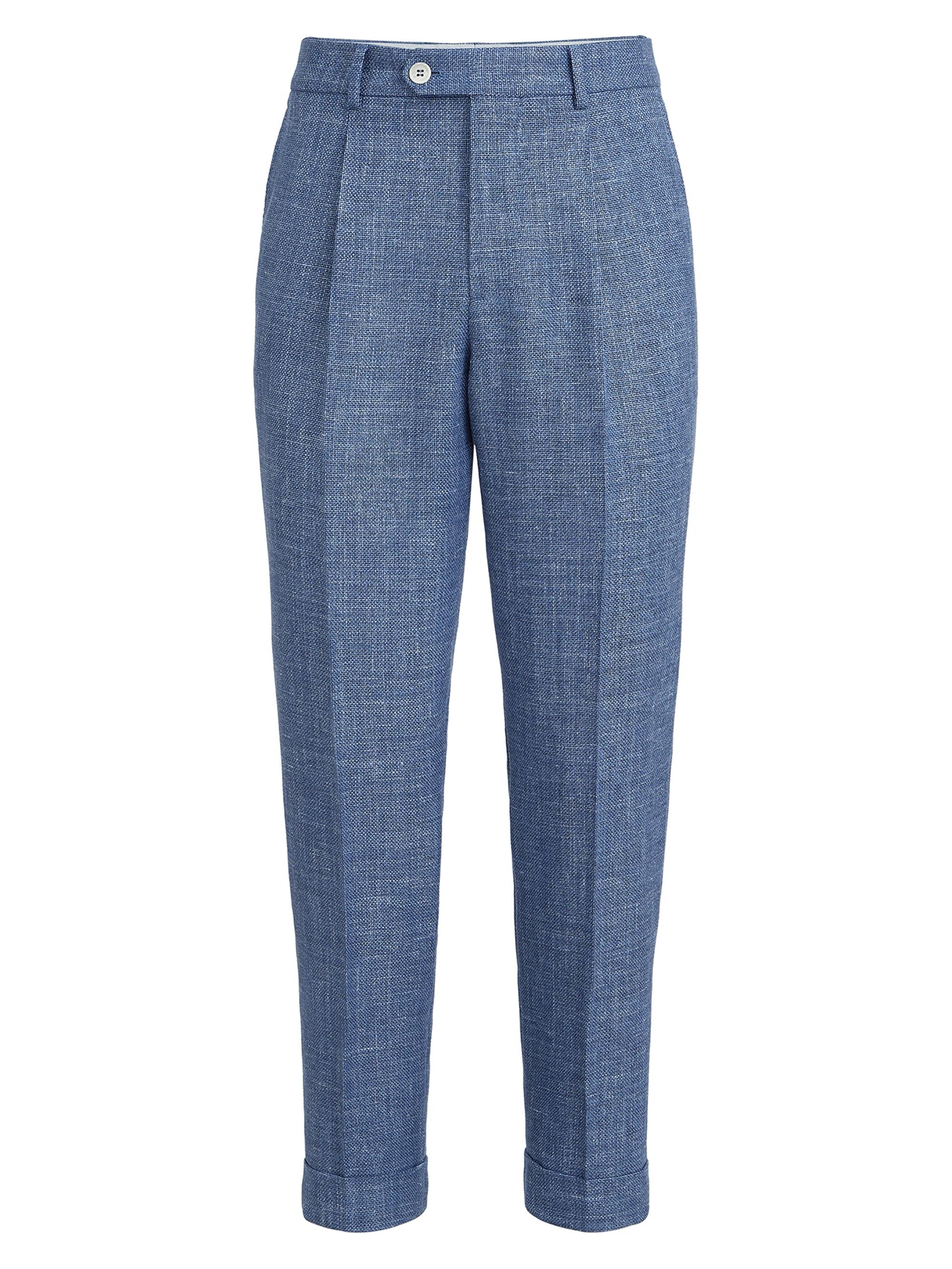 Brunello Cucinelli Virgin Wool, Silk and Linen Hopsack Pleated