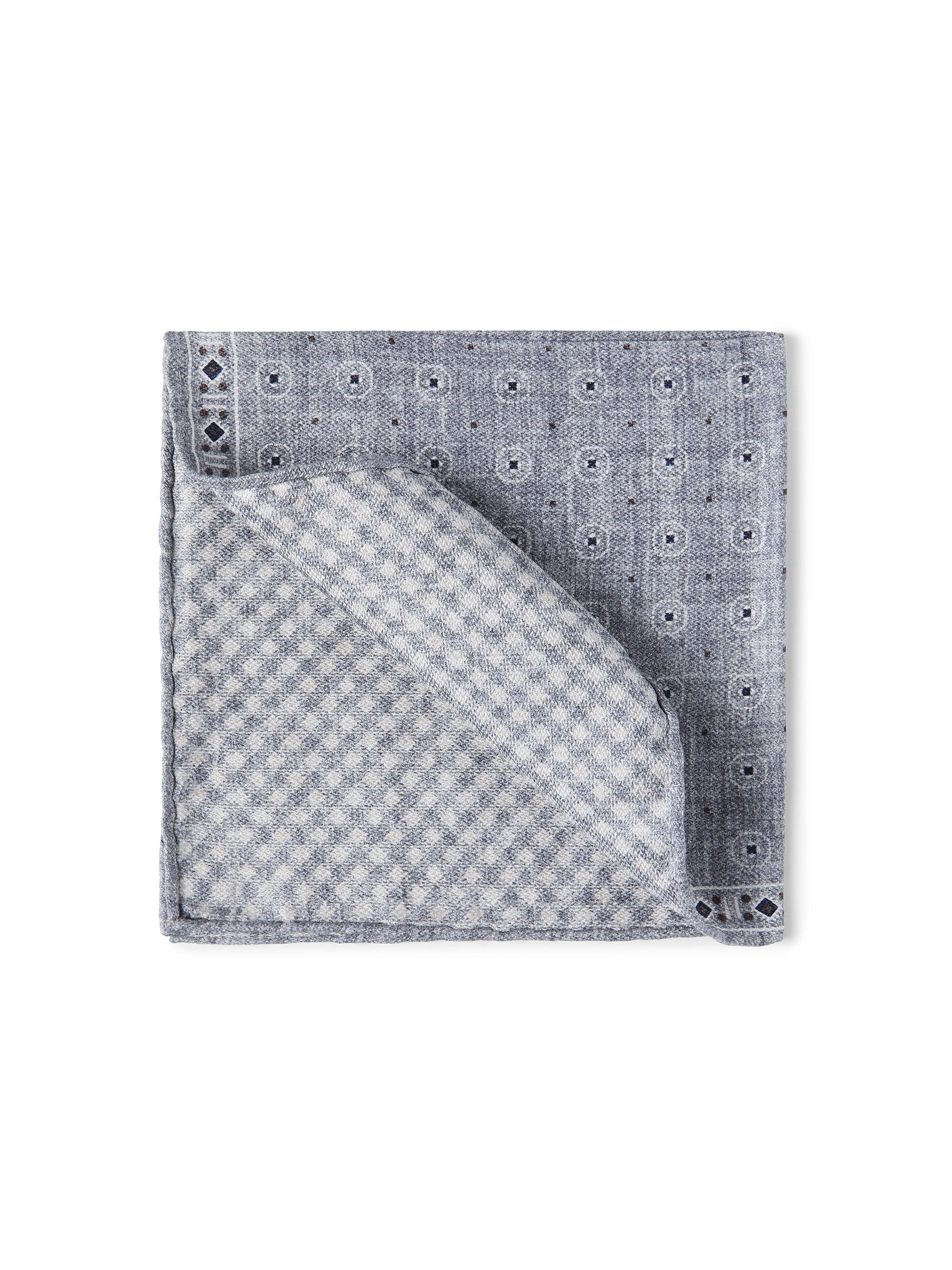 Brunello Cucinelli Men's Silk Ethnic Patterned Pocket Square - Grey
