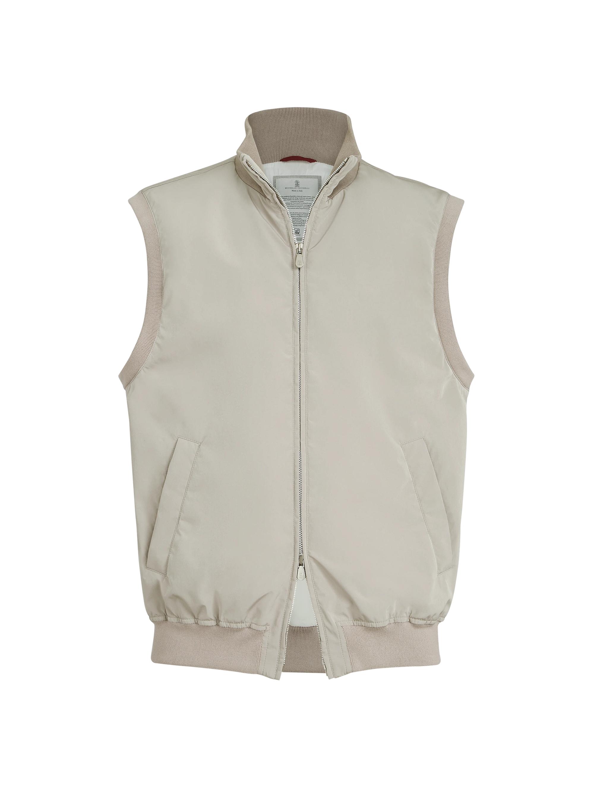 Brunello Cucinelli Men's Bonded Nylon Vest with Thermore Padding - Dove Grey