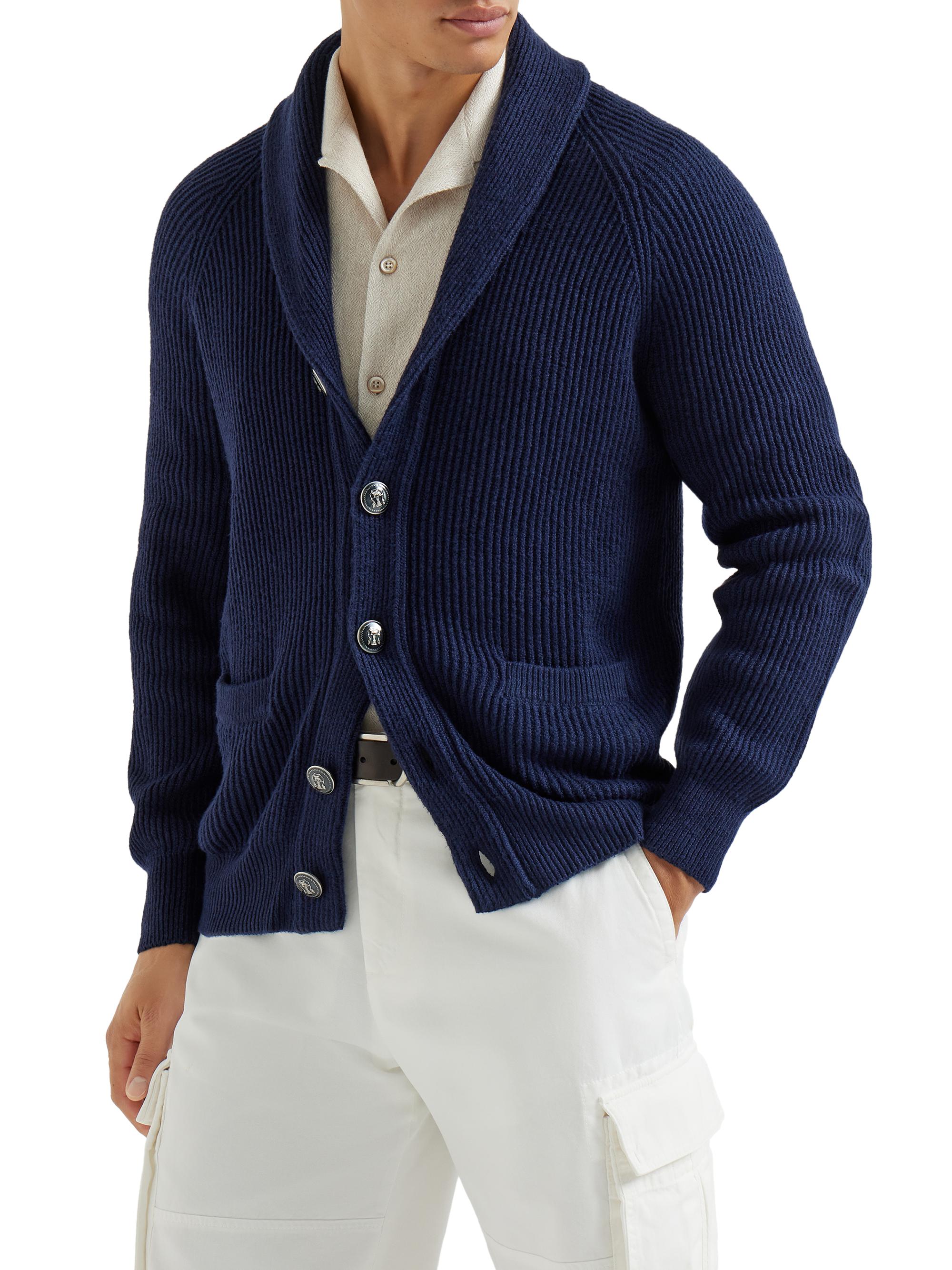 Malfilé Cotton English Rib Cardigan with Raglan Sleeves