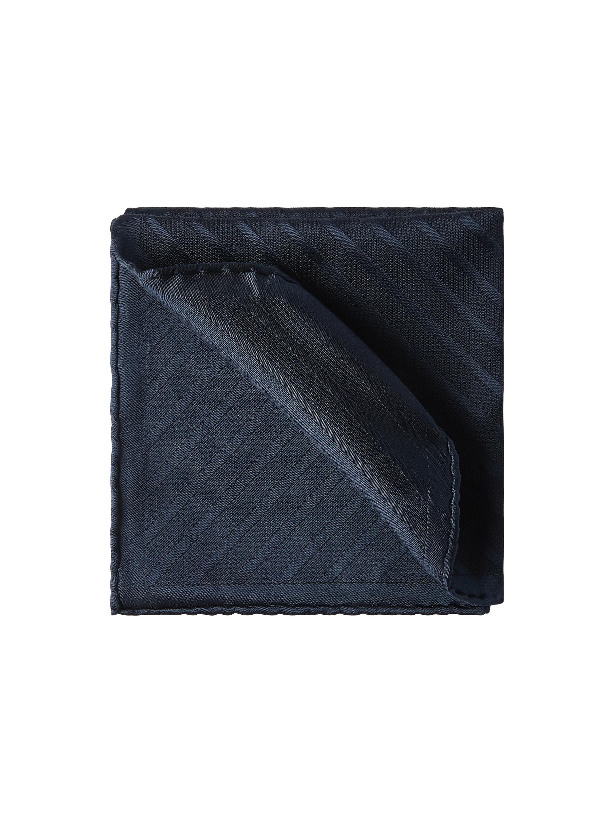 Brunello Cucinelli Men's Regimental Stripe Silk Pocket Square - Navy Blue