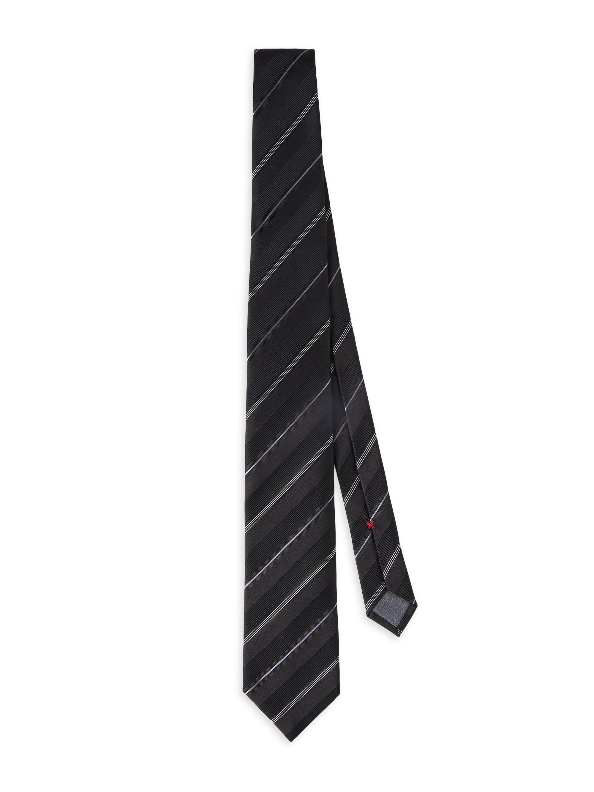 Brunello Cucinelli Men's Striped Silk Tie - Black
