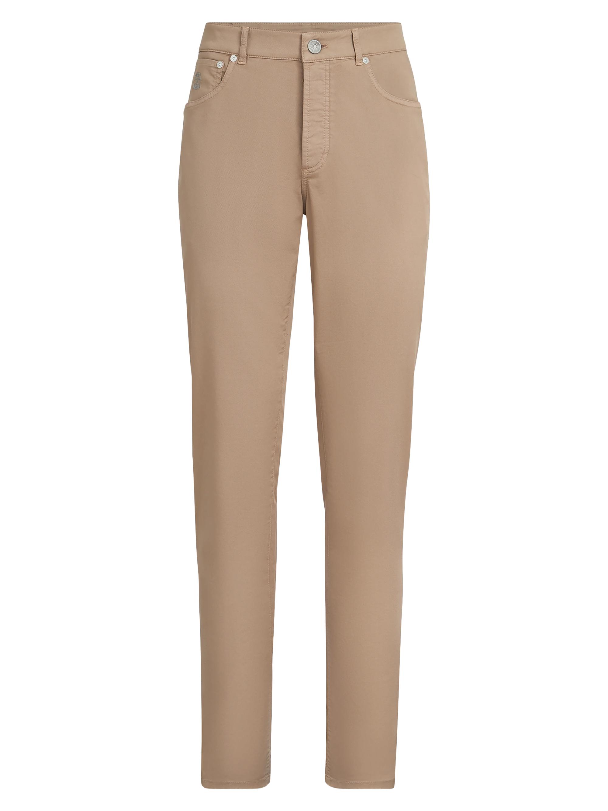 Brunello Cucinelli Men's Garment Dyed Italian Fit Five Pocket Jeans - Biscuit