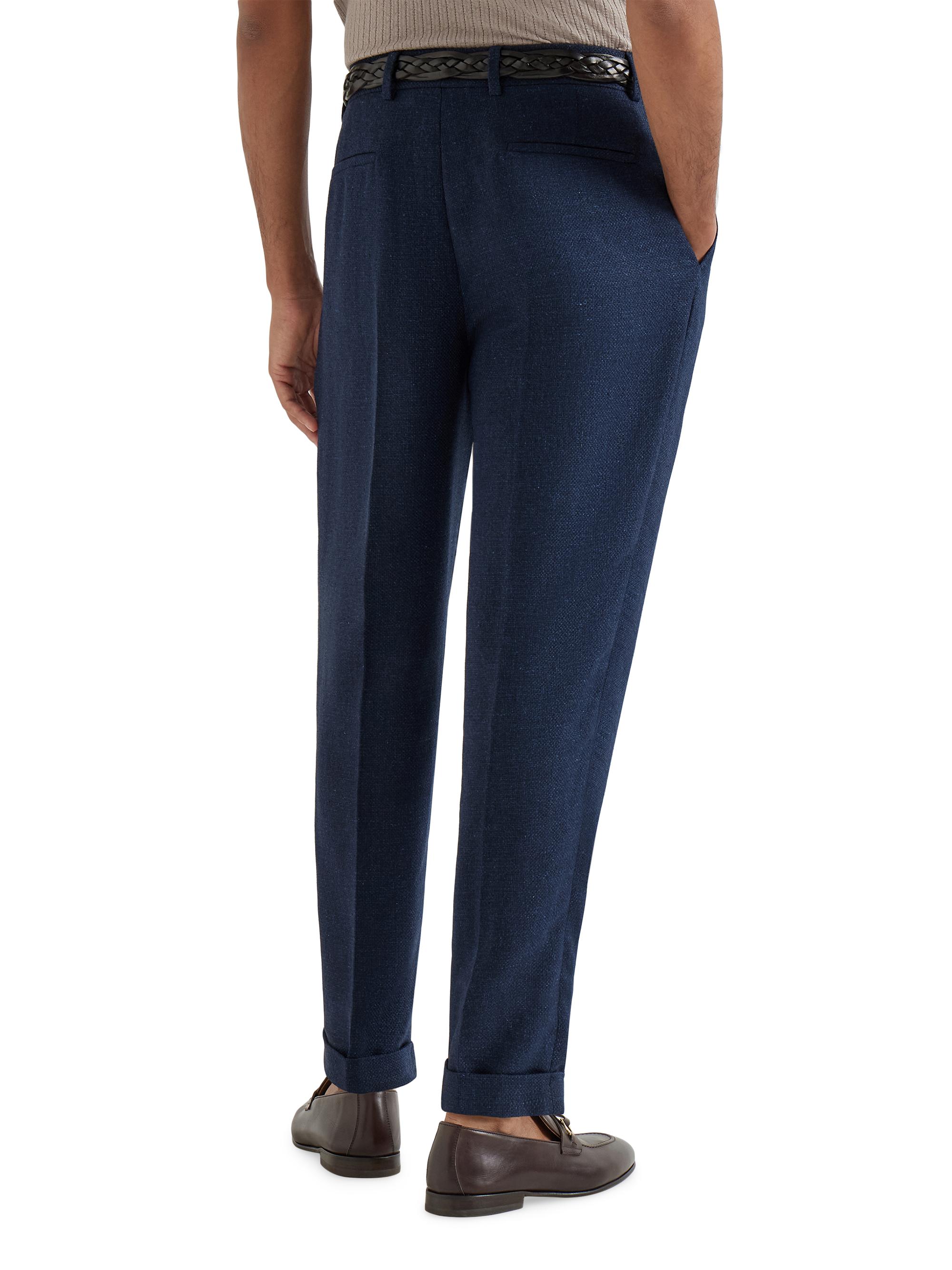 Brunello Cucinelli Silk, Linen and Wool Hopsack Pleated Trousers