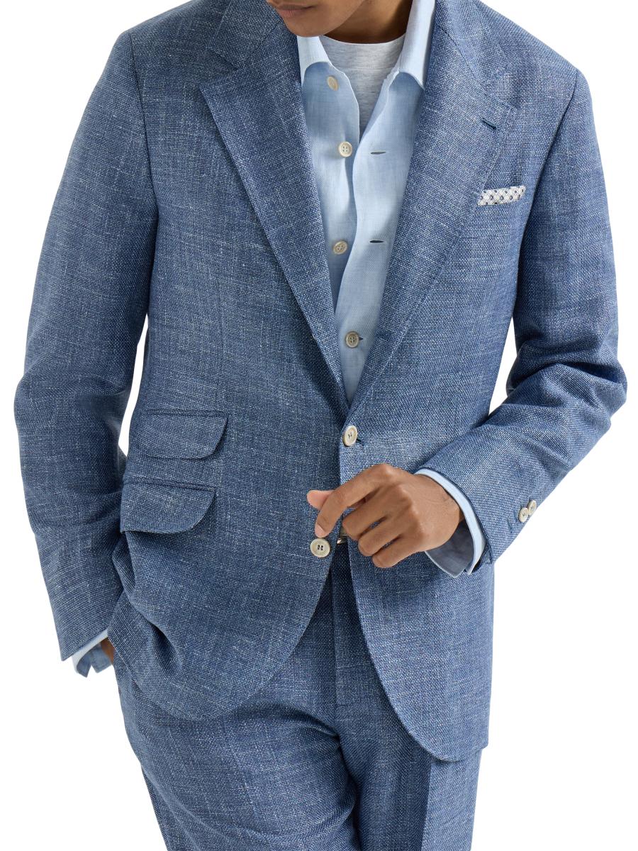 Brunello Cucinelli ウールシルクカシミヤ　48 スーツ Wool and silk blazer for Man in Navy Blue | Brunello Cucinelli