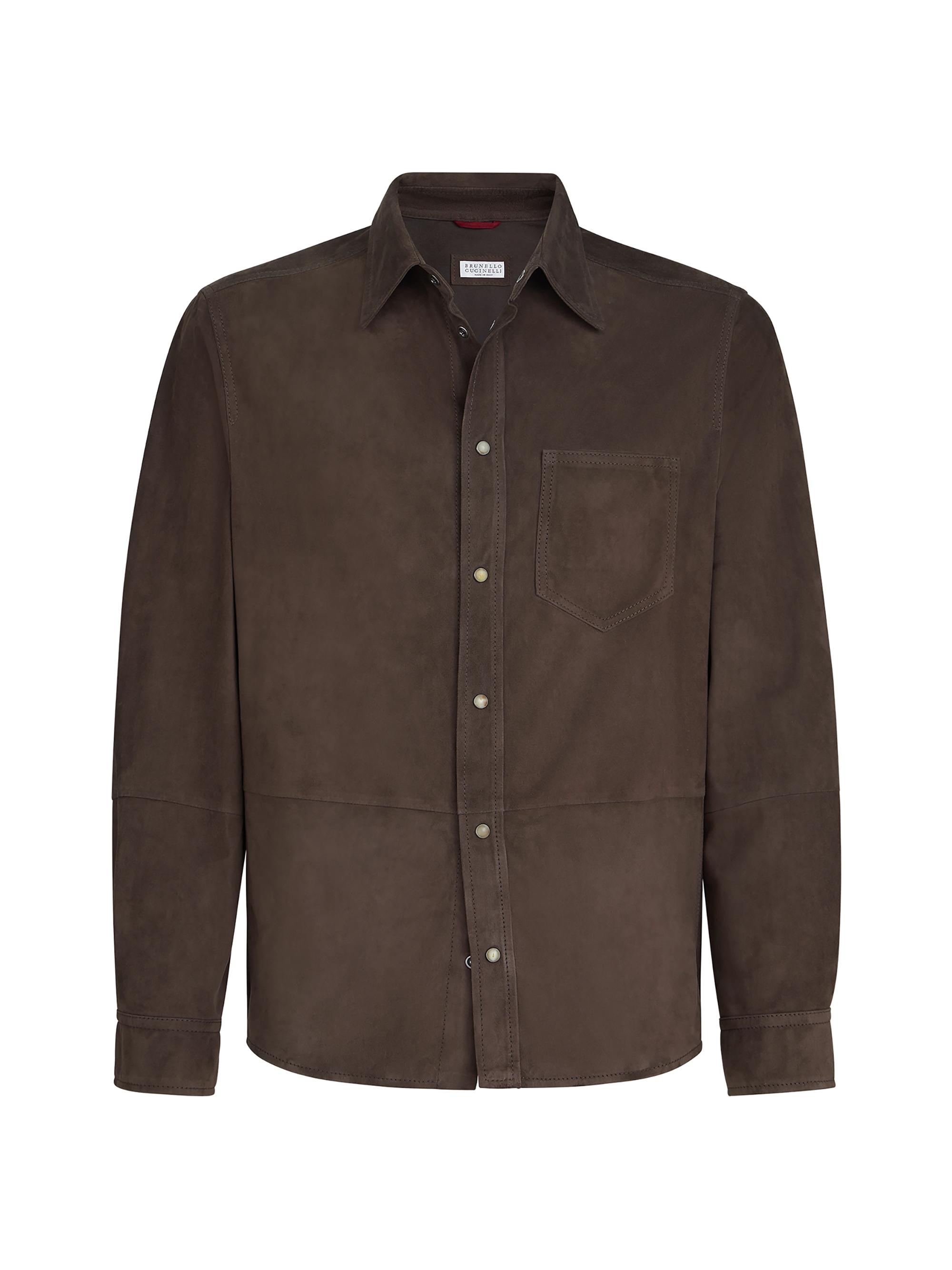Brunello Cucinelli Men's Suede Overshirt - Espresso