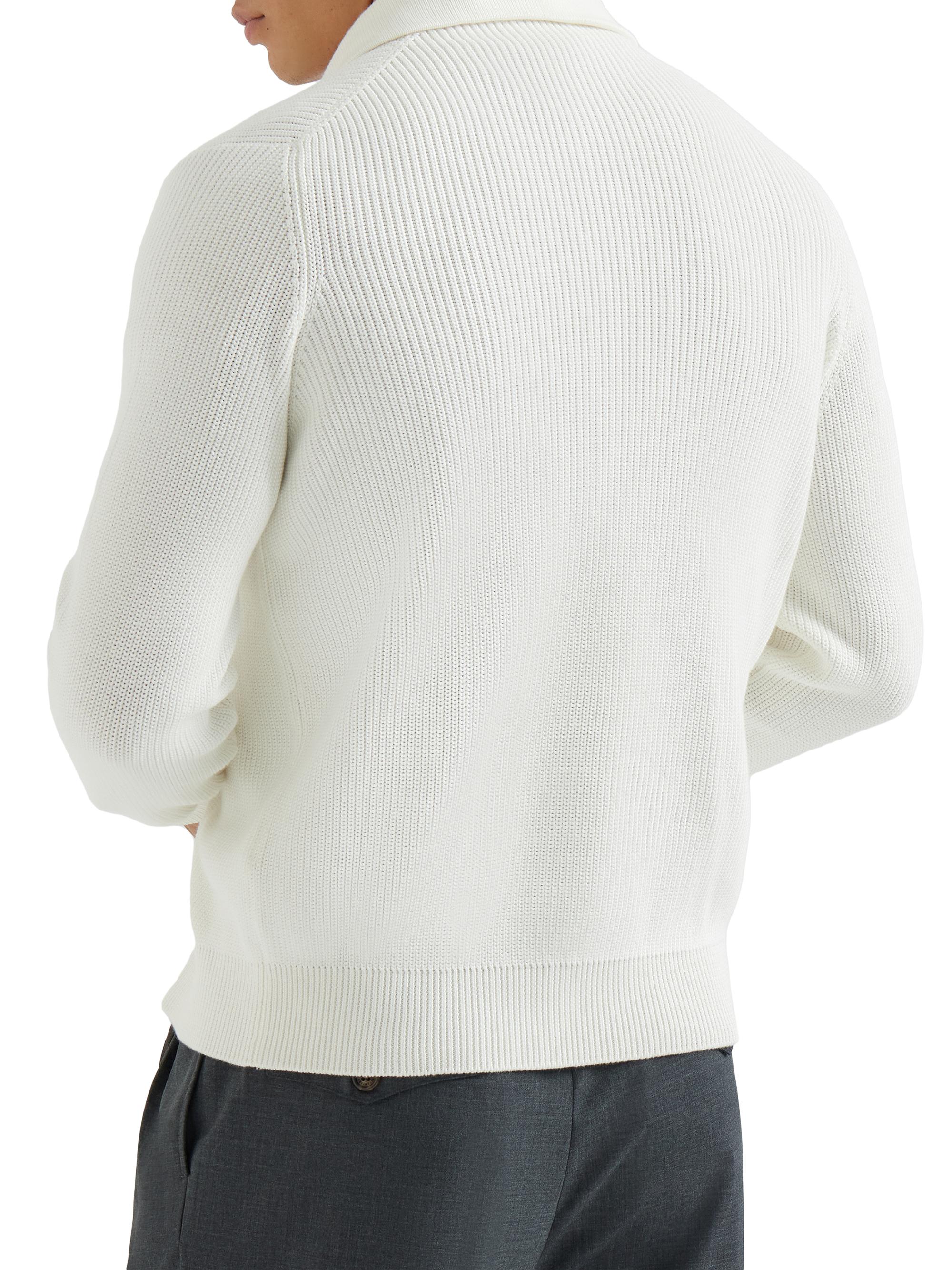 Brunello Cucinelli Cotton Half English Rib Cardigan with Zipper