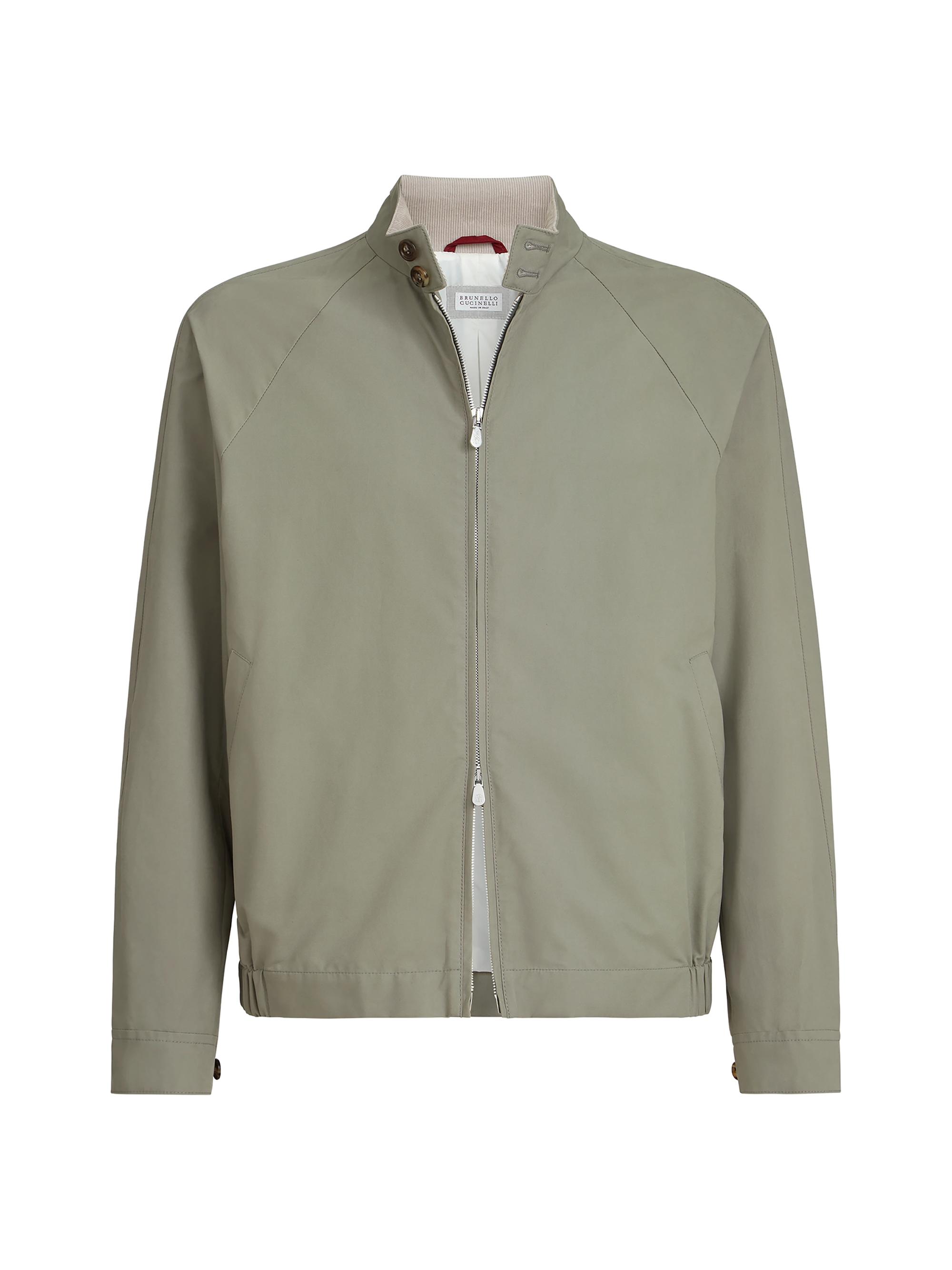 Brunello Cucinelli Men's Water Resistant Techno Cotton Gabardine Outerwear Jacket - Khaki