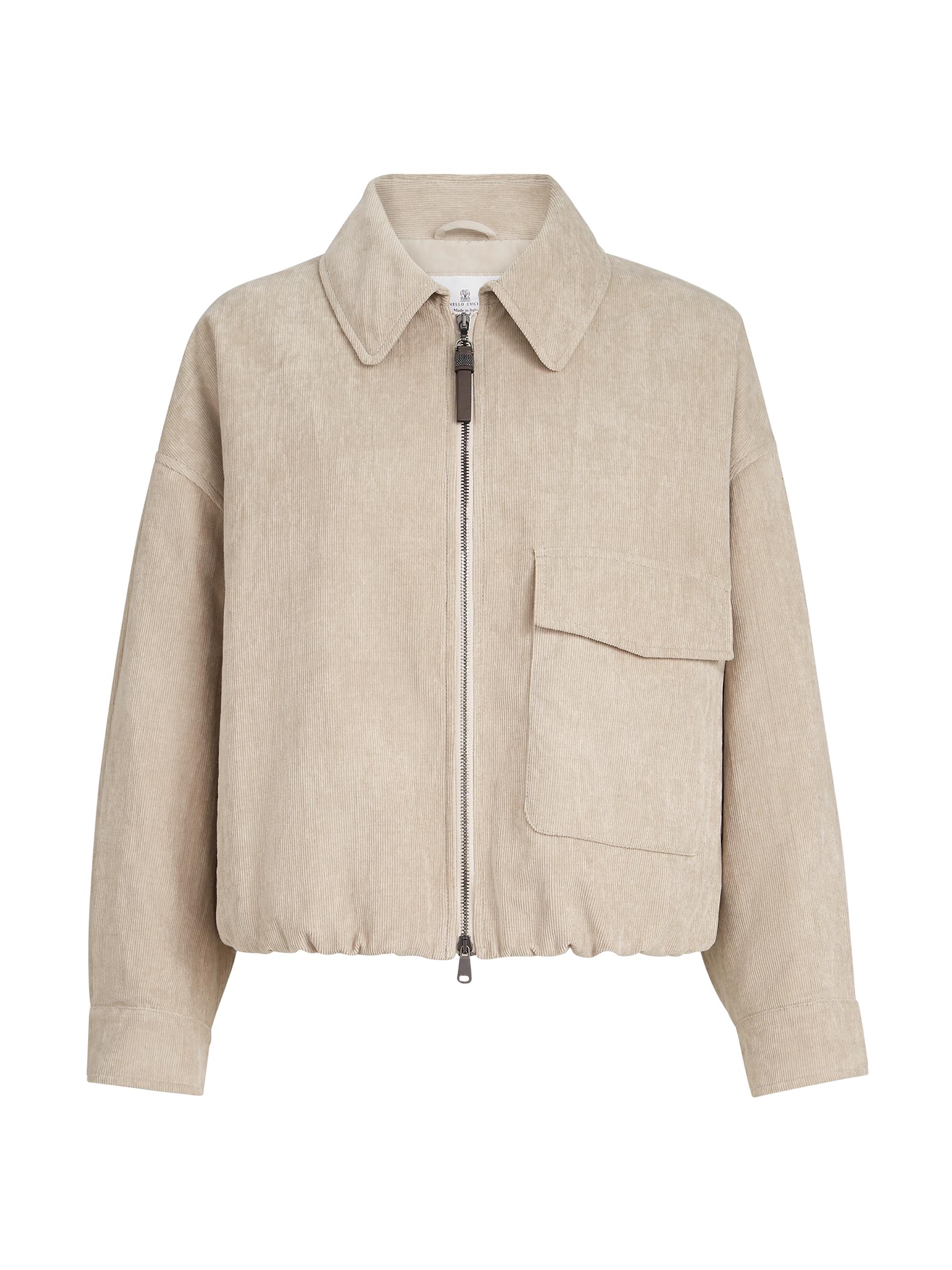 Brunello Cucinelli Women's Comfort Cotton Vintage Corduroy Outerwear Jacket - Beige