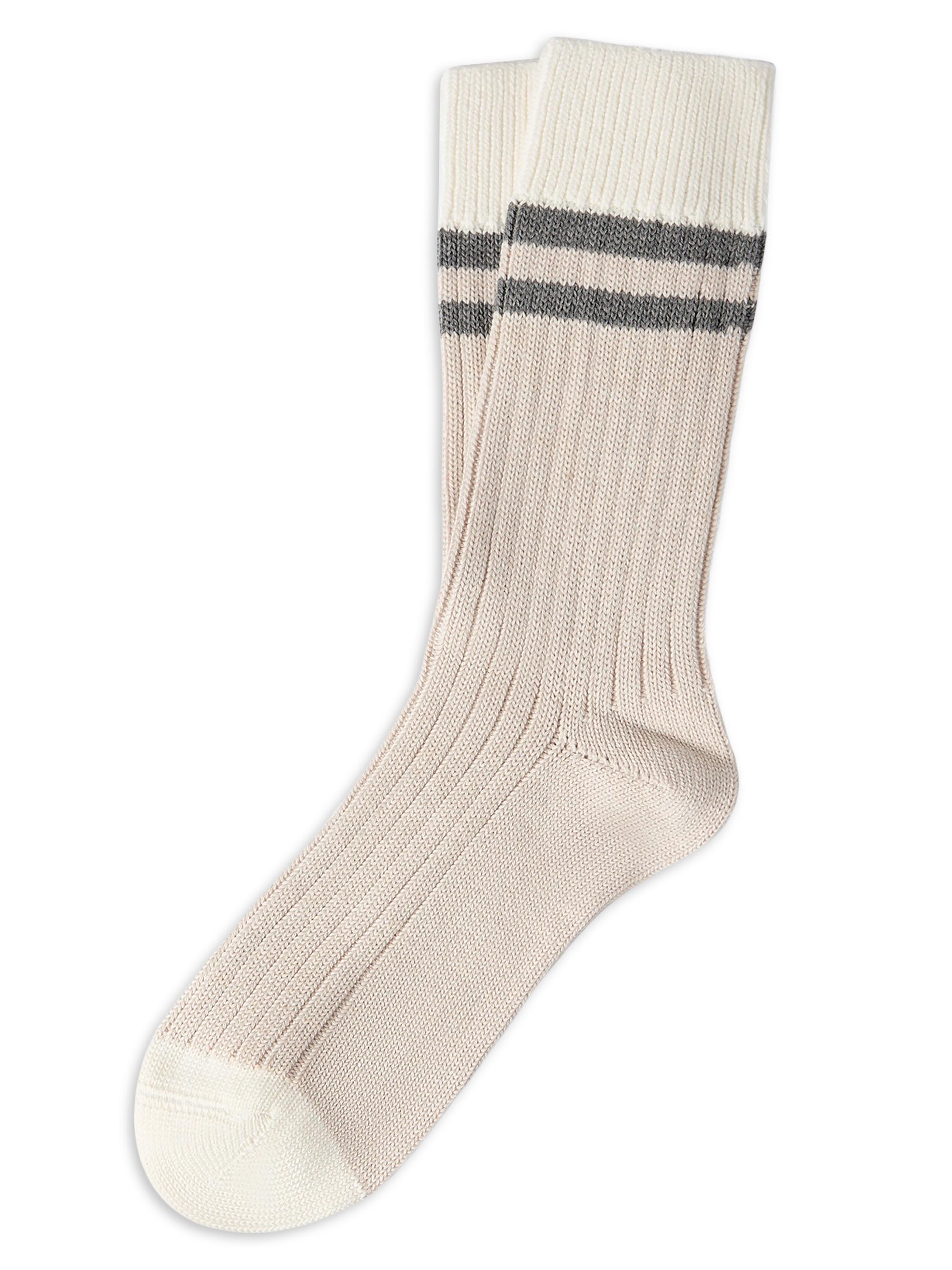 Brunello Cucinelli Men's Cotton Socks with Stripes - Buff