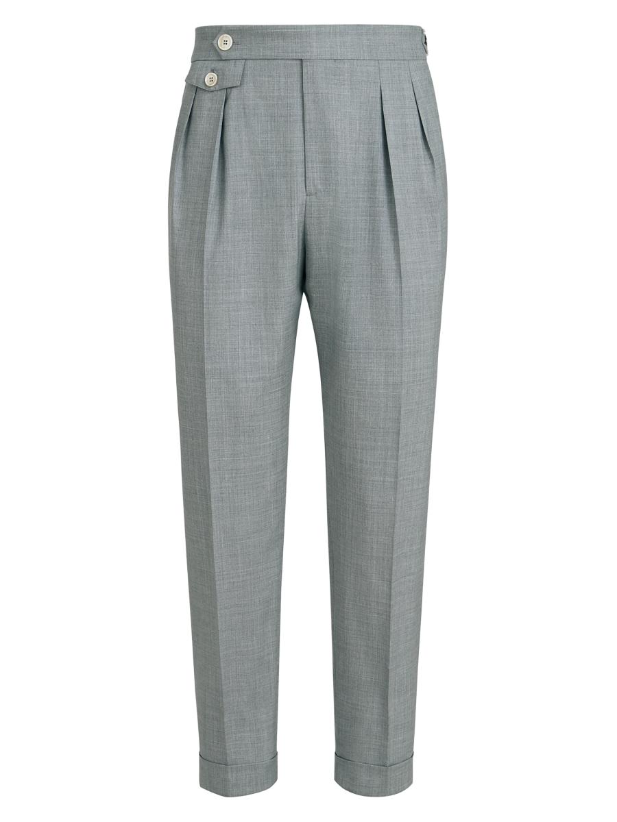 Brunello Cucinelli Virgin Wool Fresco Trousers with Double Pleats