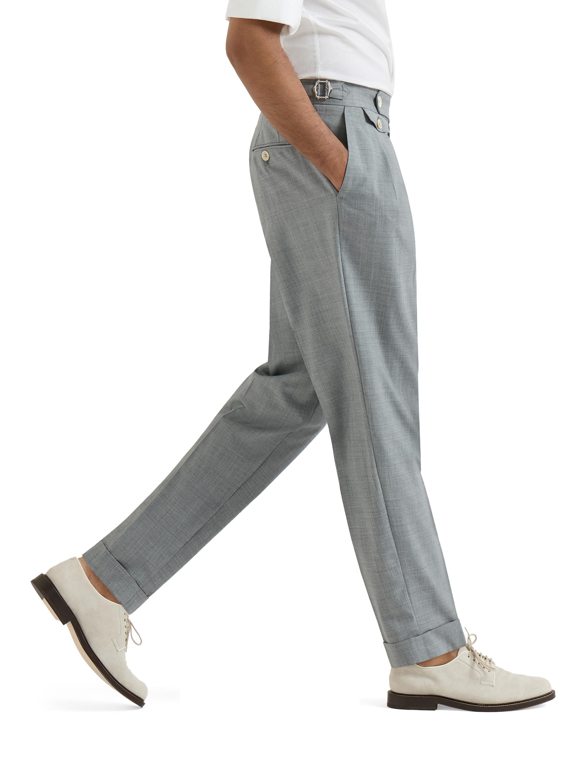 Brunello Cucinelli Virgin Wool Fresco Trousers with Double Pleats