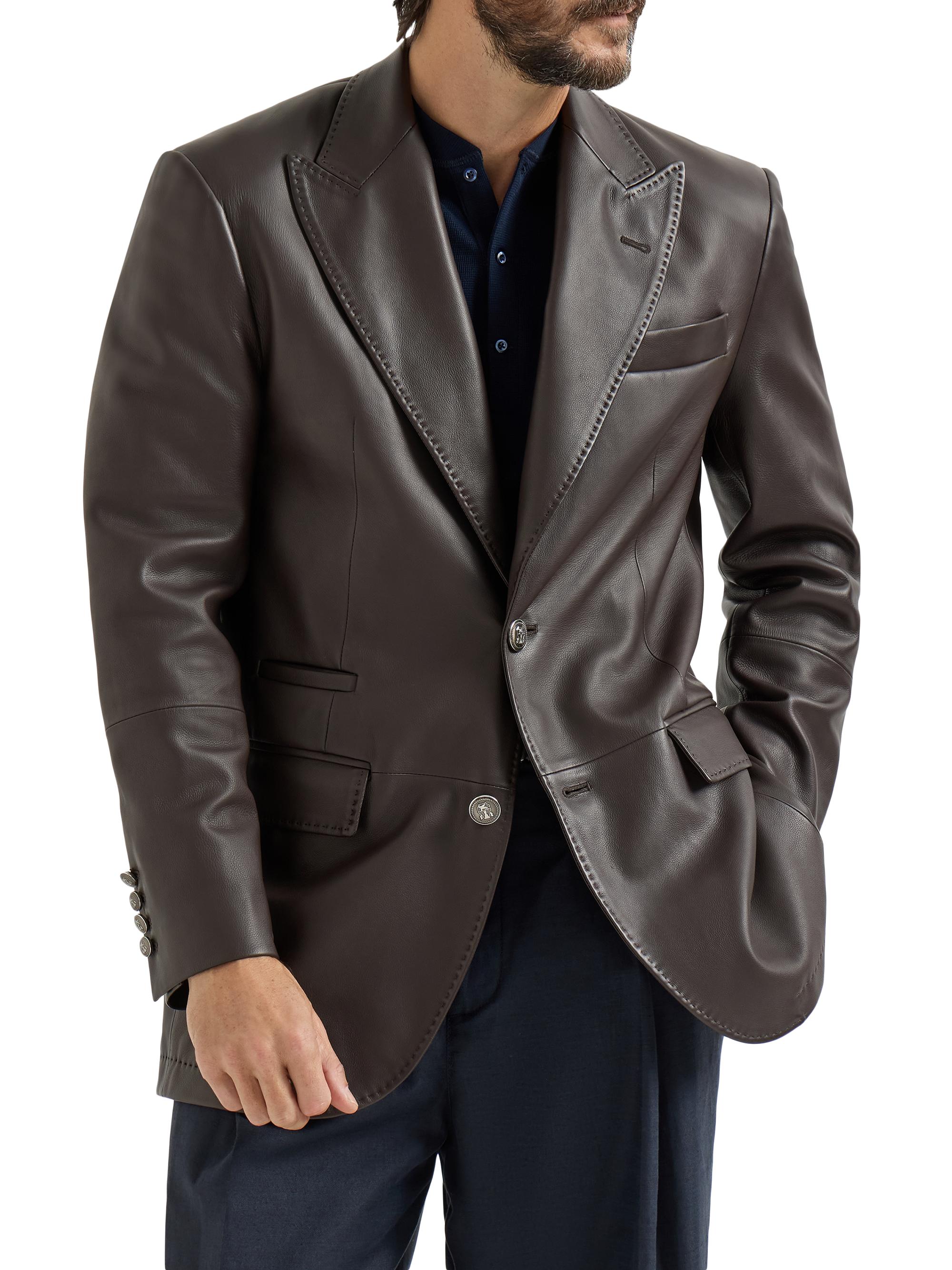 Brunello Cucinelli Matte Calfskin Blazer with Peak Lapels | Saks
