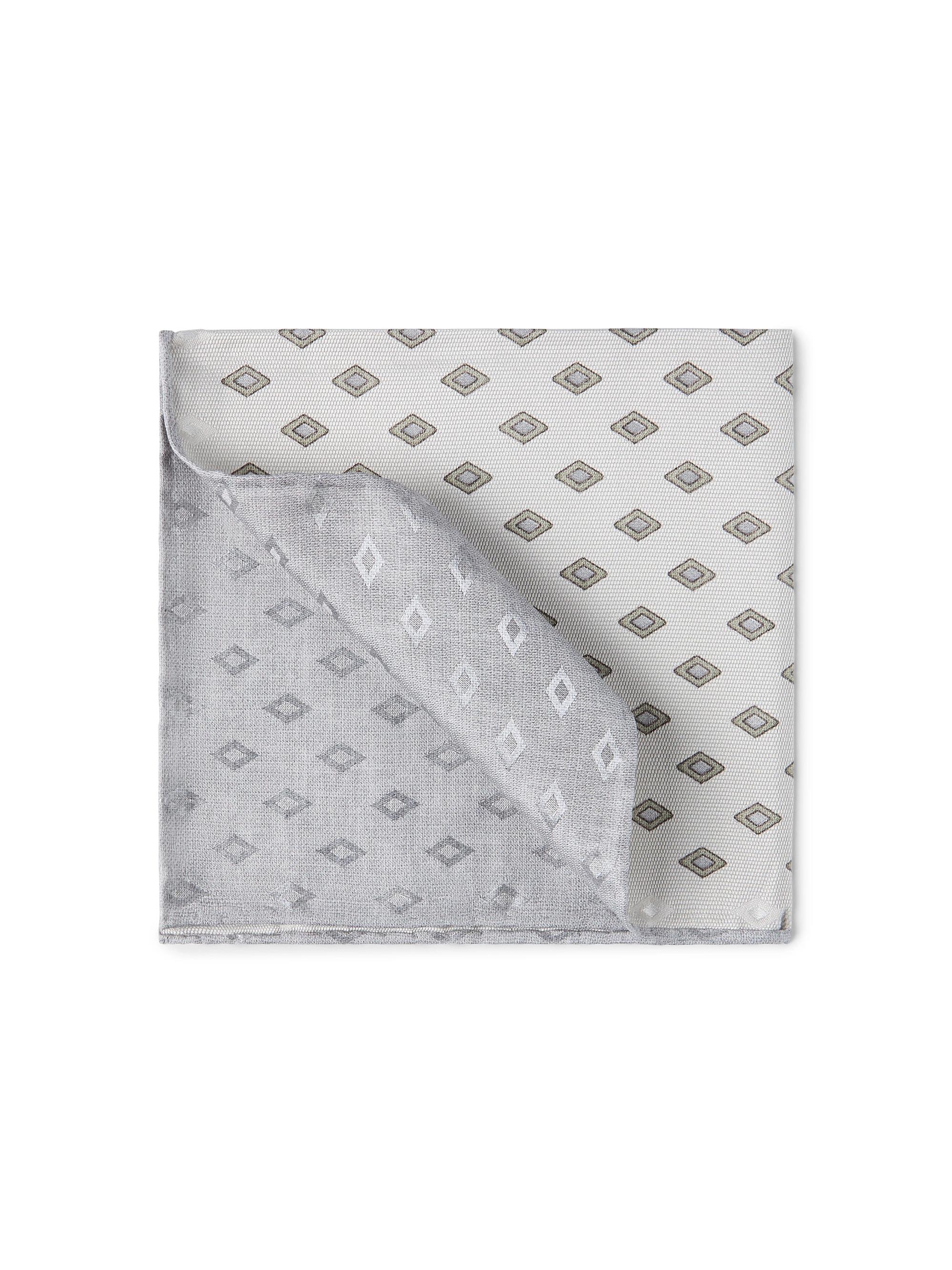 Brunello Cucinelli Men's Silk Pocket Square with Diamond Pattern - Panama