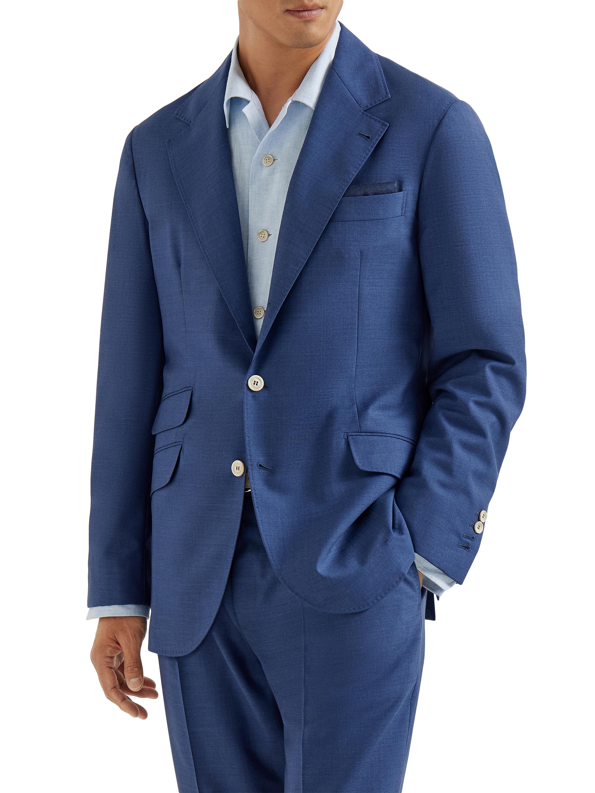 Brunello Cucinelli Men's Virgin Wool Fresco Deconstructed Cavallo Blazer - Royale Blue