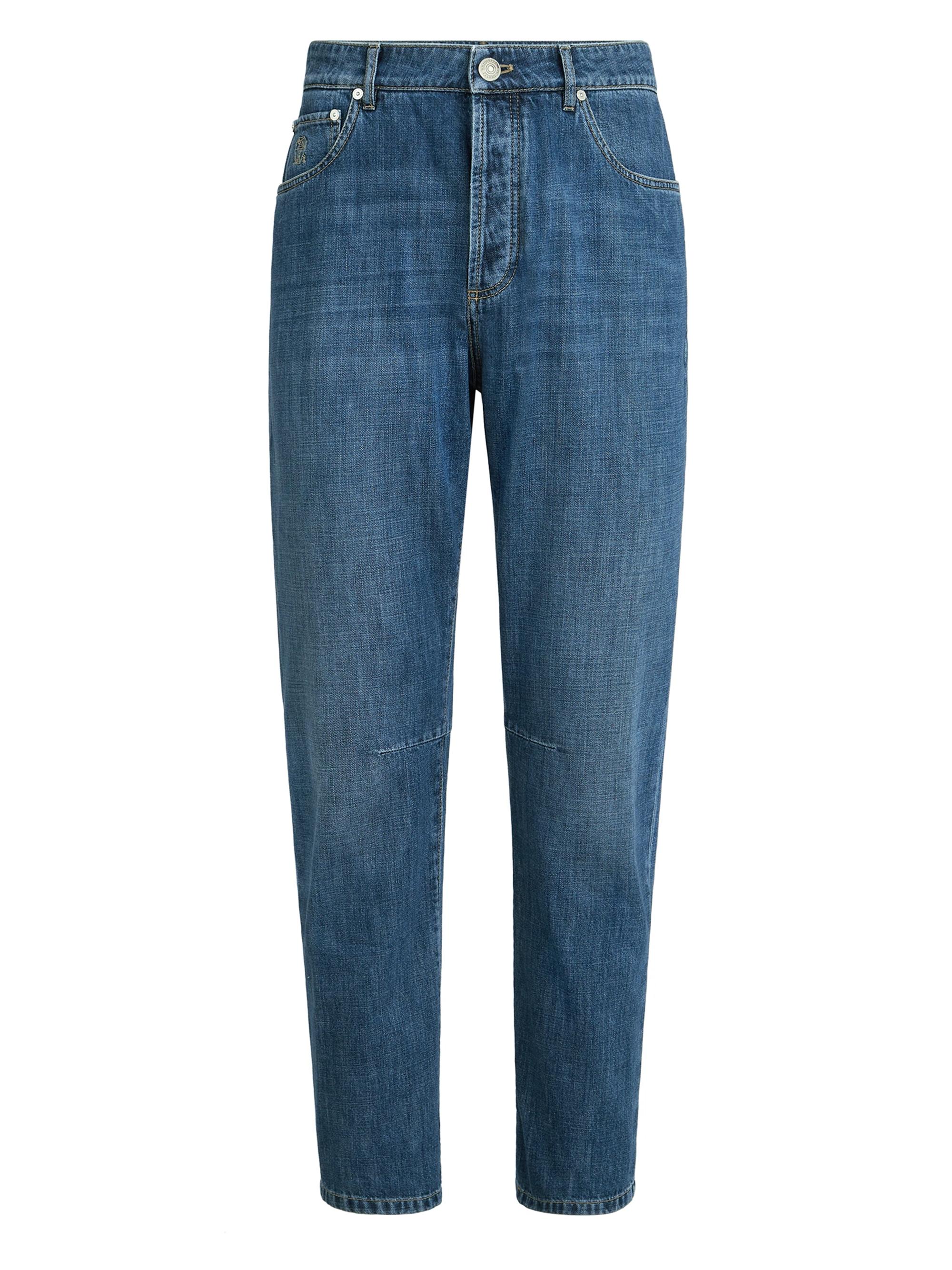 Brunello Cucinelli Men's Lightweight Denim Five Pocket Jeans - Medium Denim