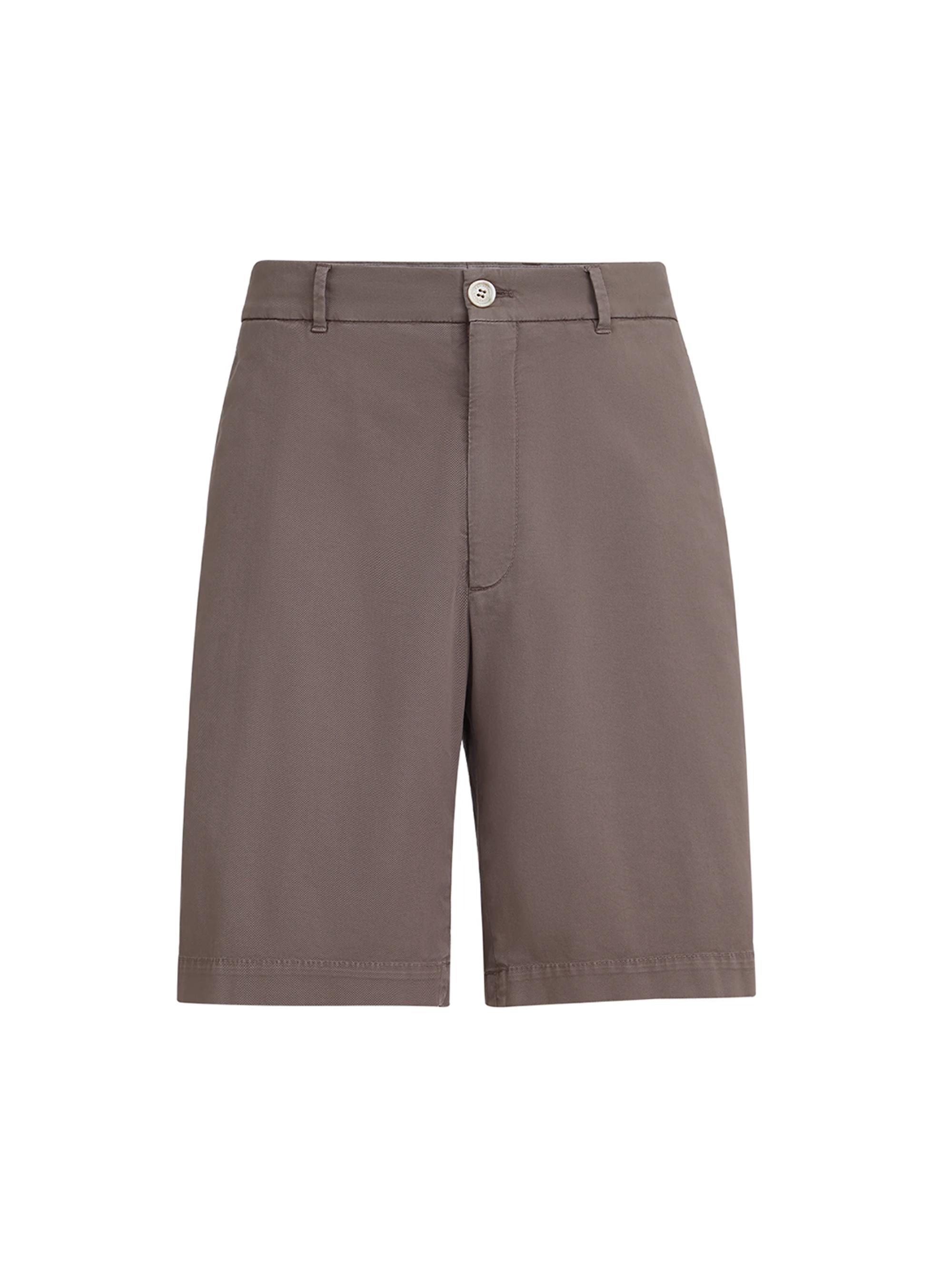 Brunello Cucinelli Men's Bermuda Shorts in American Pima Cotton Comfort Gabardine - Hazelnut