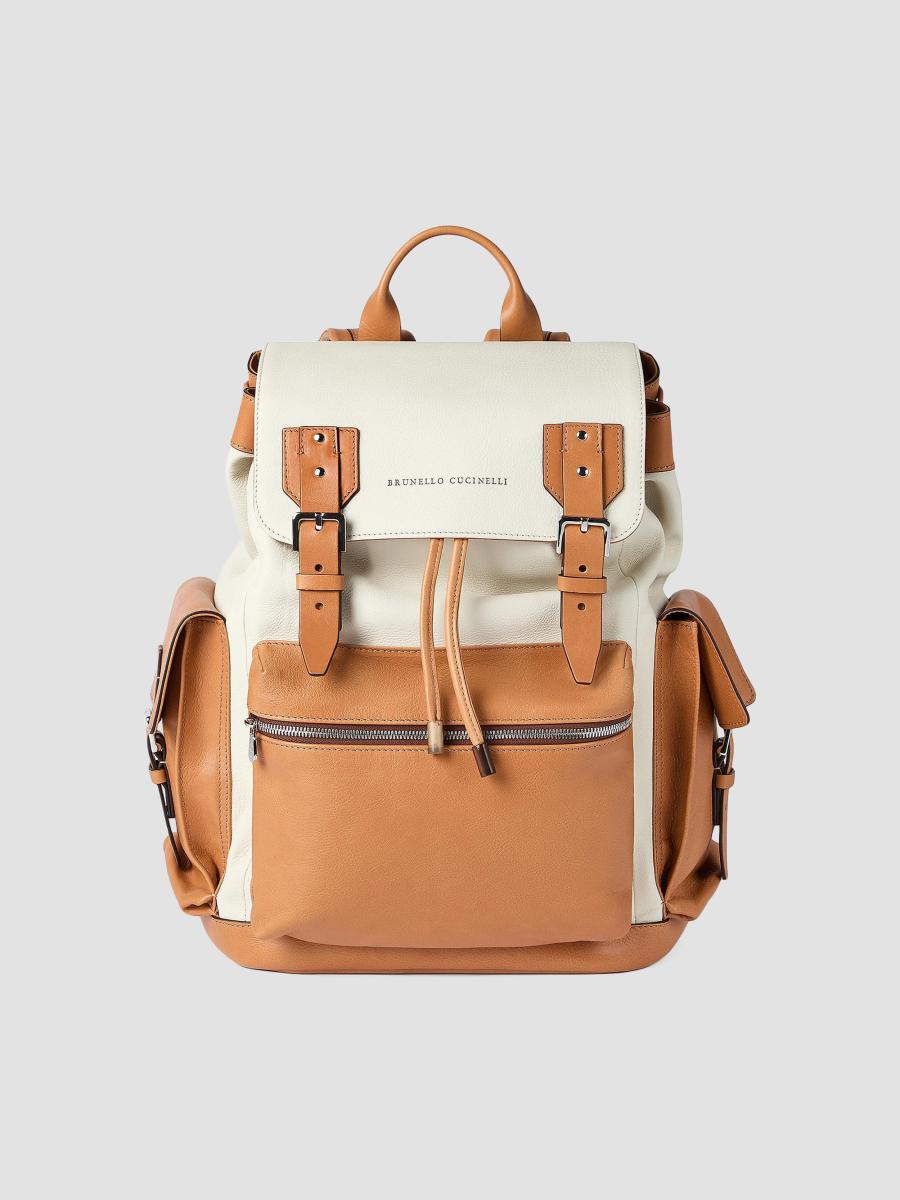 Brunello Cucinelli Grained Calfskin and Cowhide City Backpack