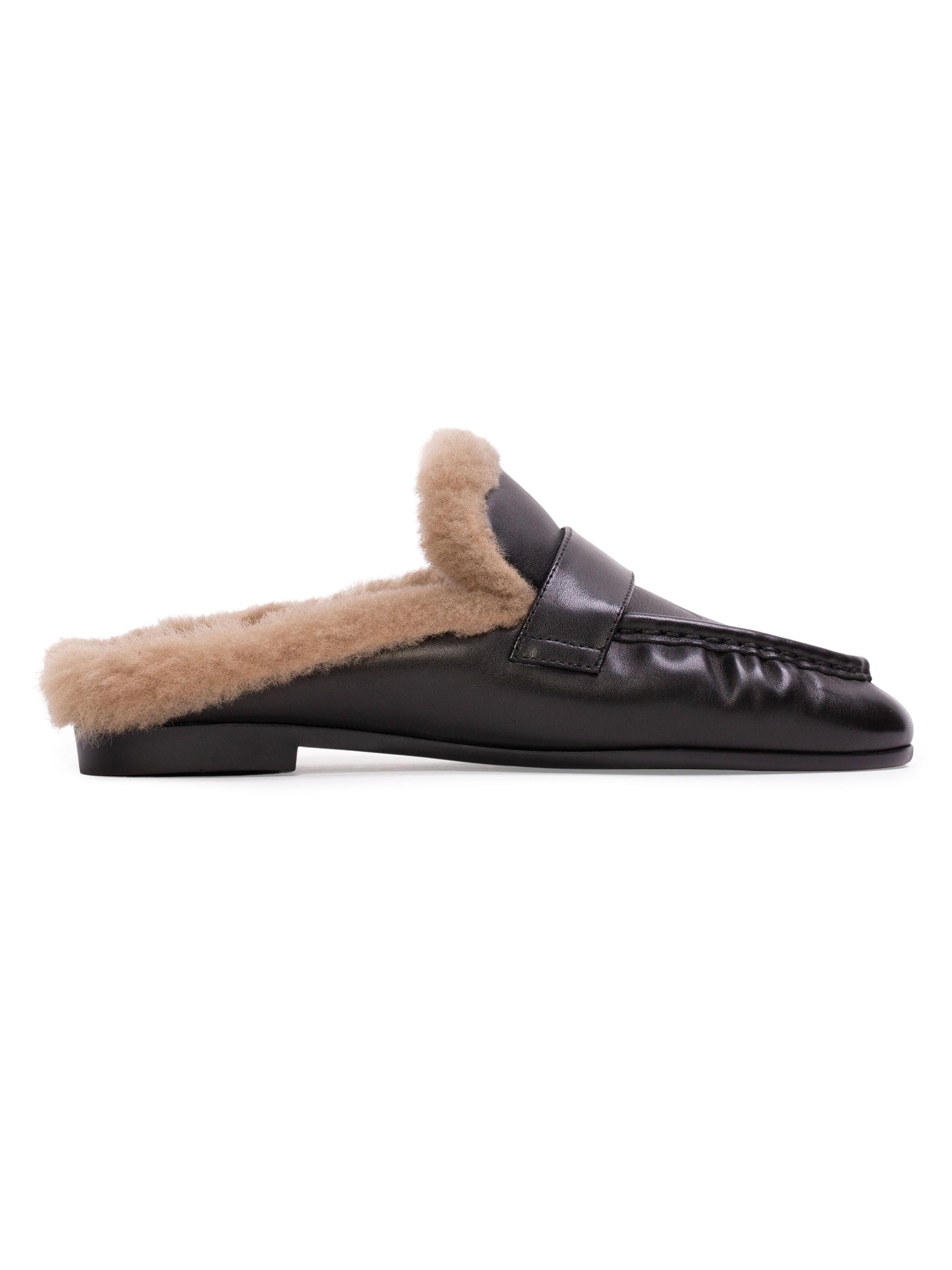 Black Suede Studio Women's Theo Backless Loafers - Black Leather | Thumbnail 7
