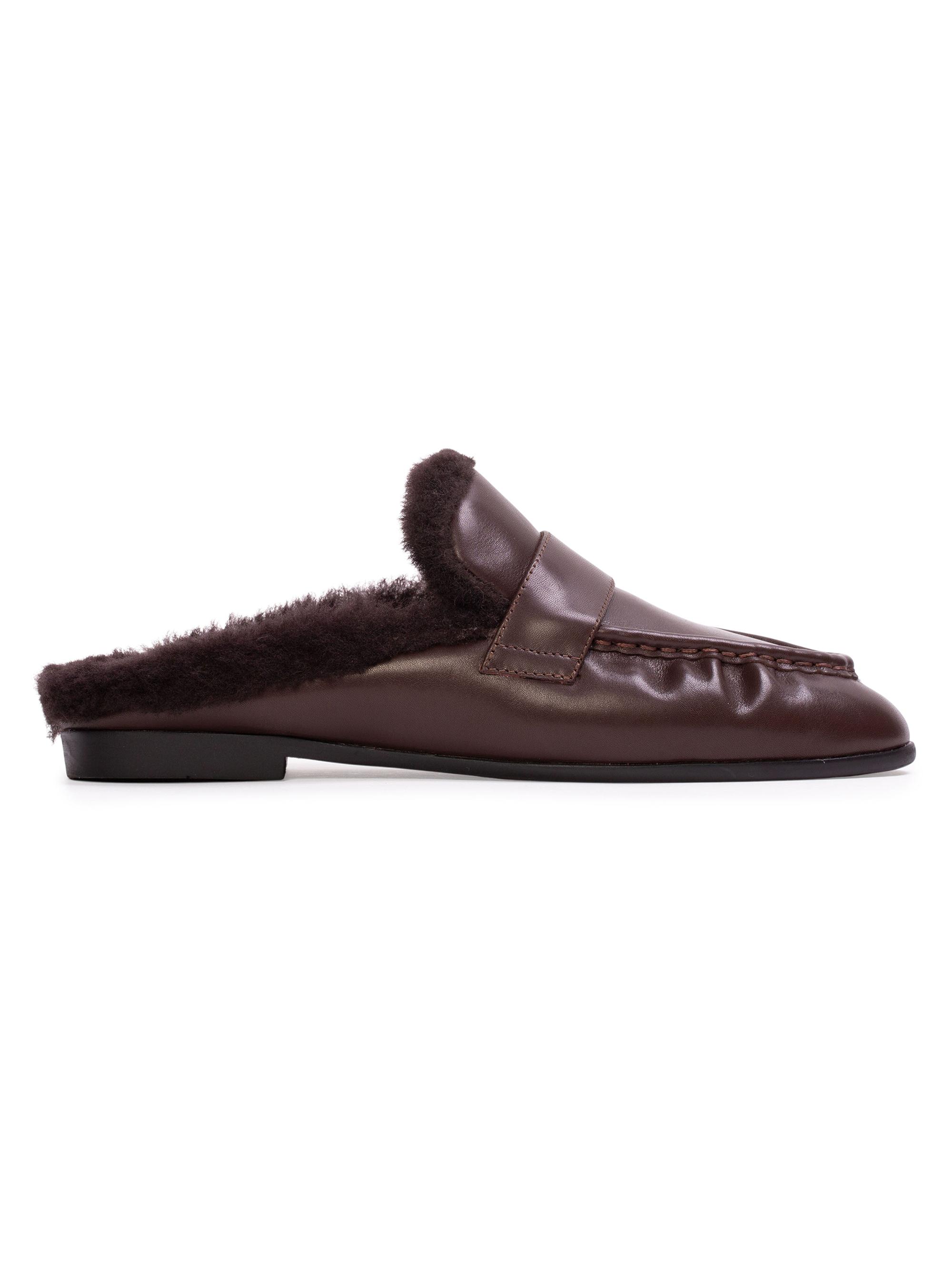 Black Suede Studio Women's Theo Backless Loafers - Chocolate Leather