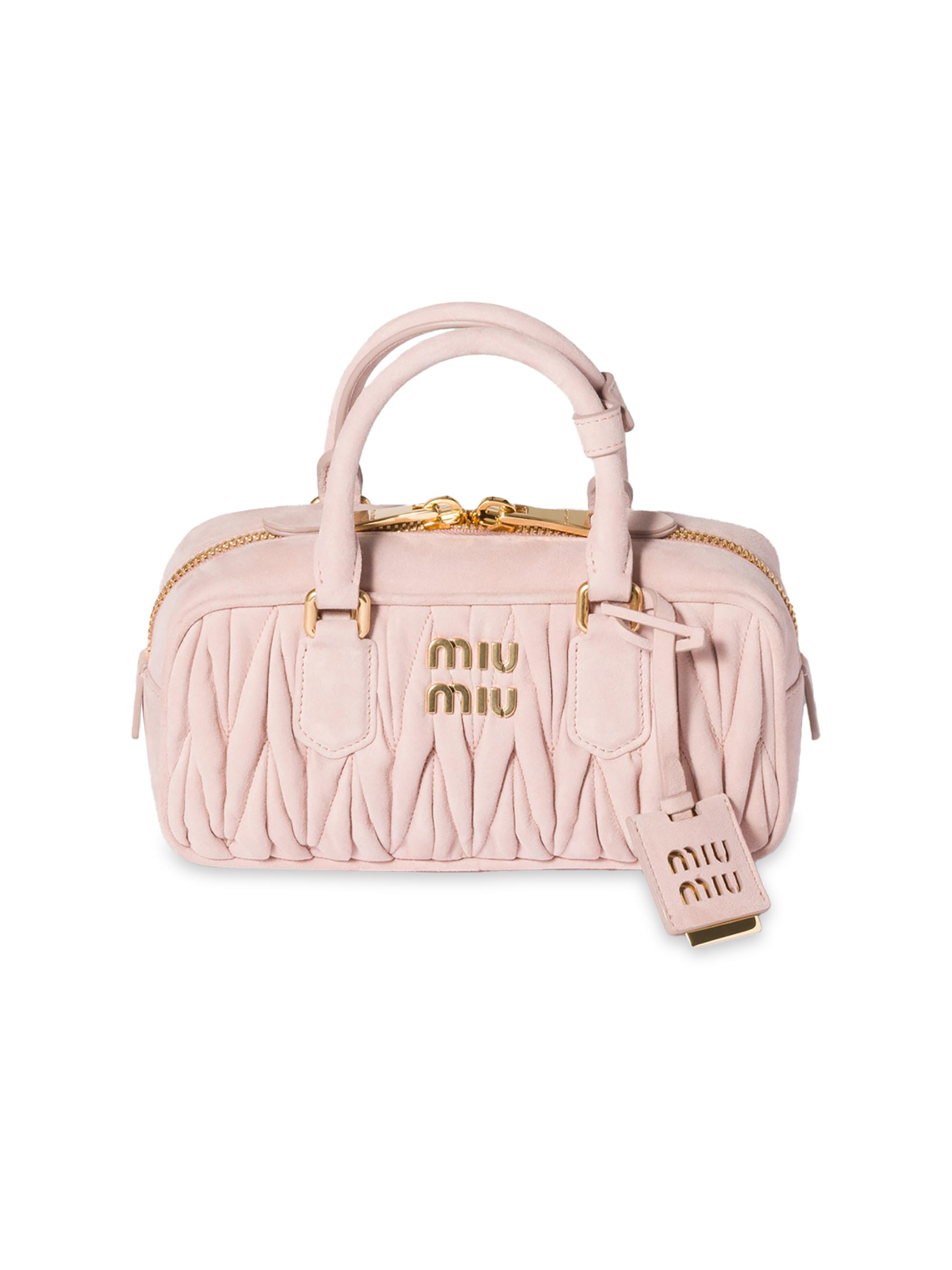 Miu Miu Women's Arcadie Matelassé Suede Top Handle Bag - Pink