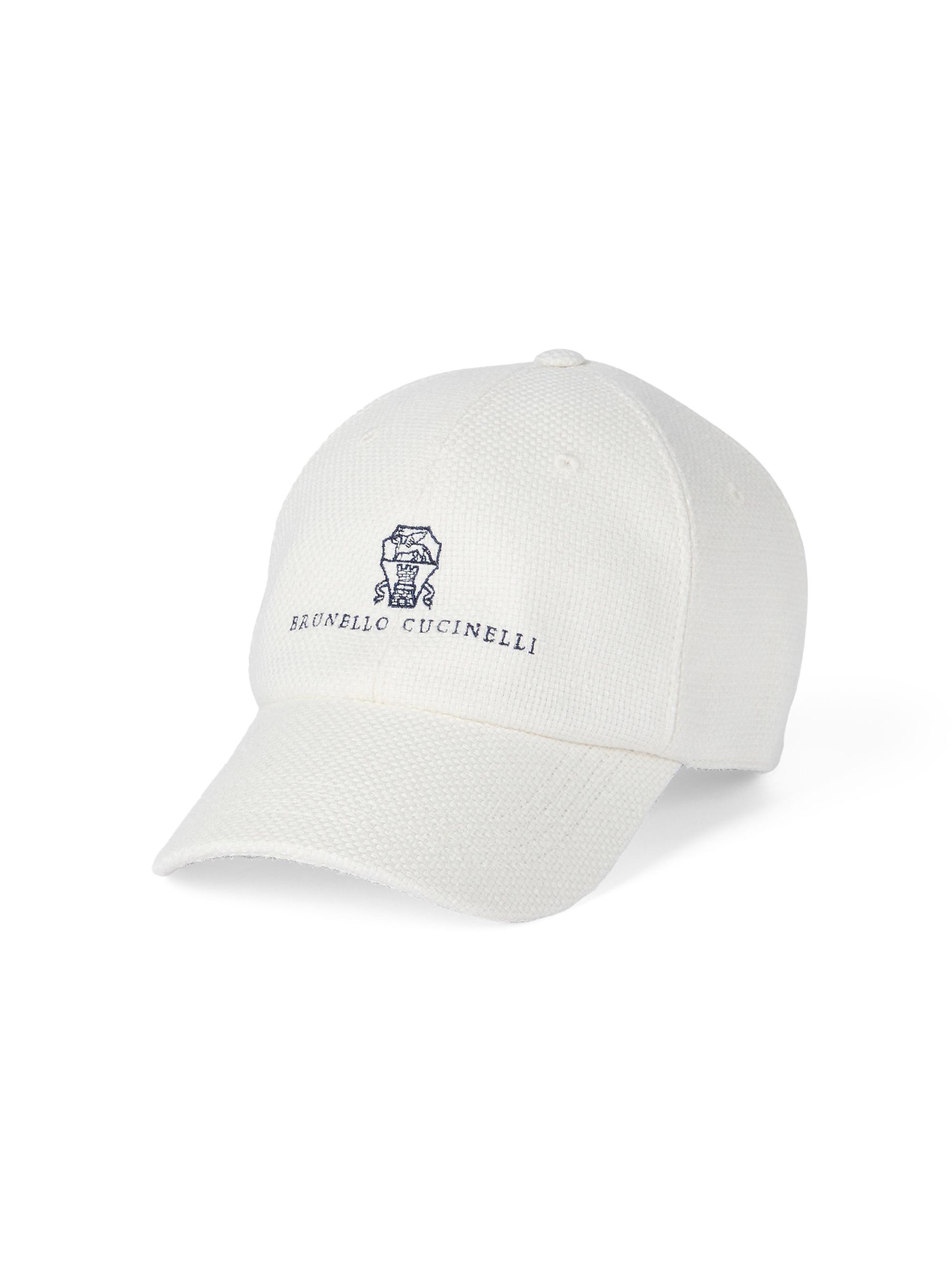 Brunello Cucinelli Men's Silk, Linen and Wool Hopsack Baseball Cap - Off White