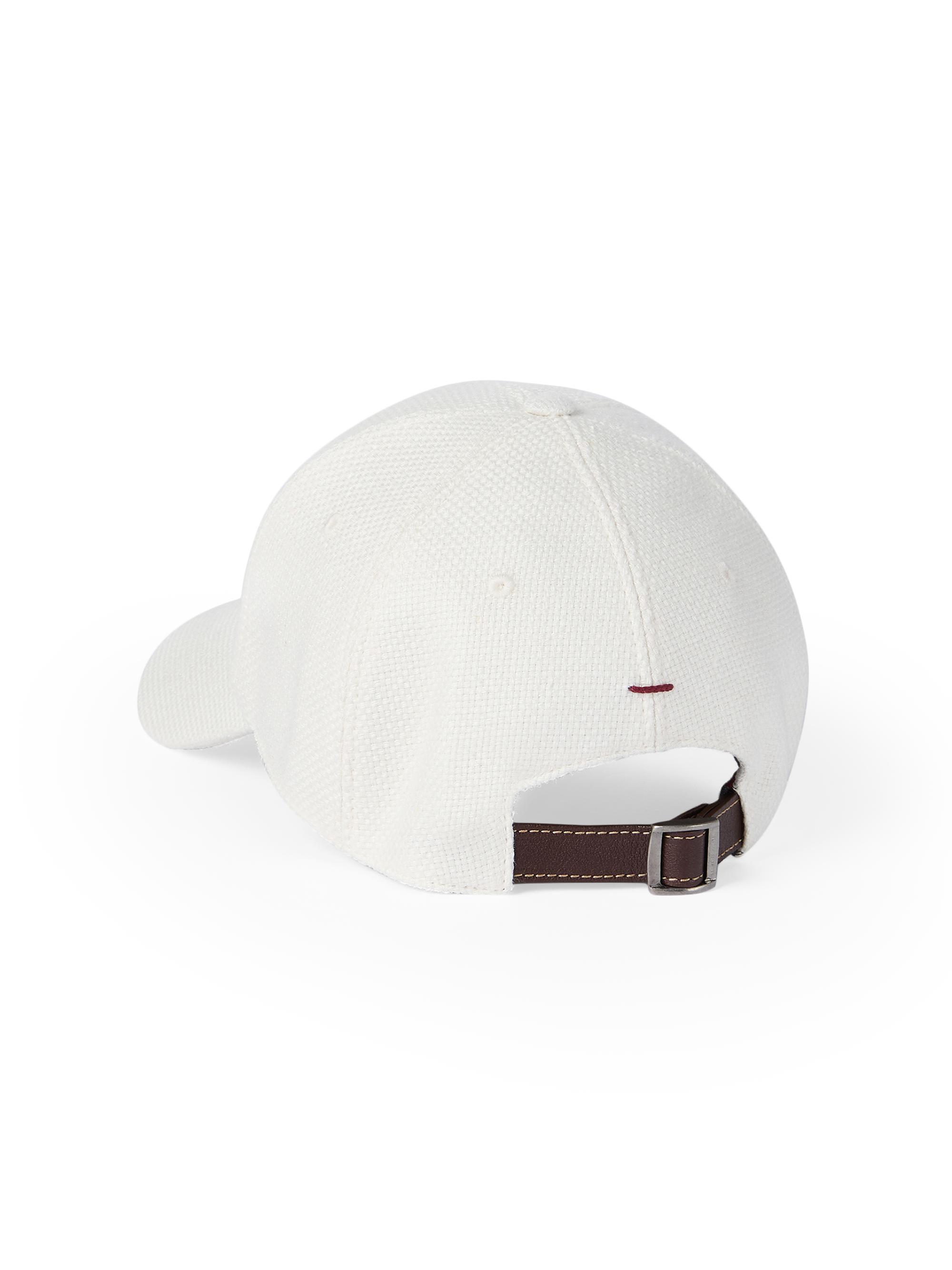 Brunello Cucinelli Men's Silk, Linen and Wool Hopsack Baseball Cap - Off White | Thumbnail 2