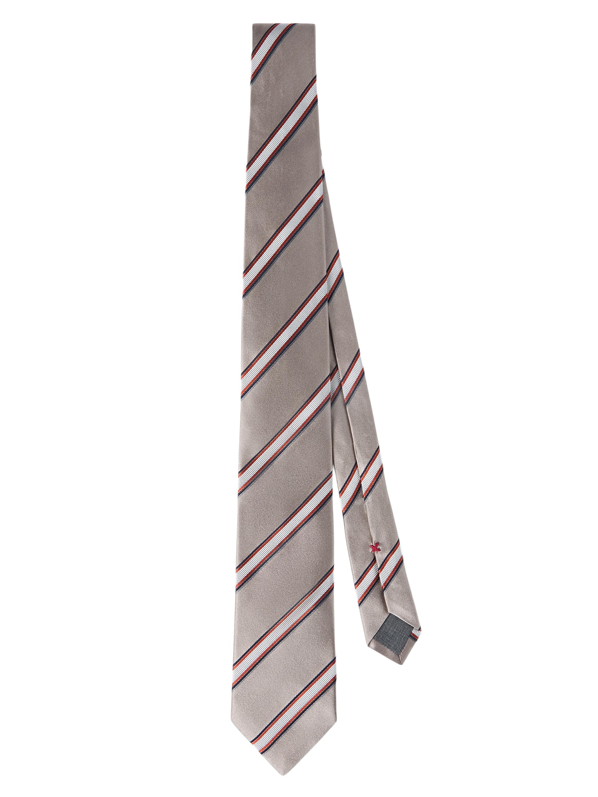 Brunello Cucinelli Men's Regimental Stripe Silk and Cotton Tie - Earth