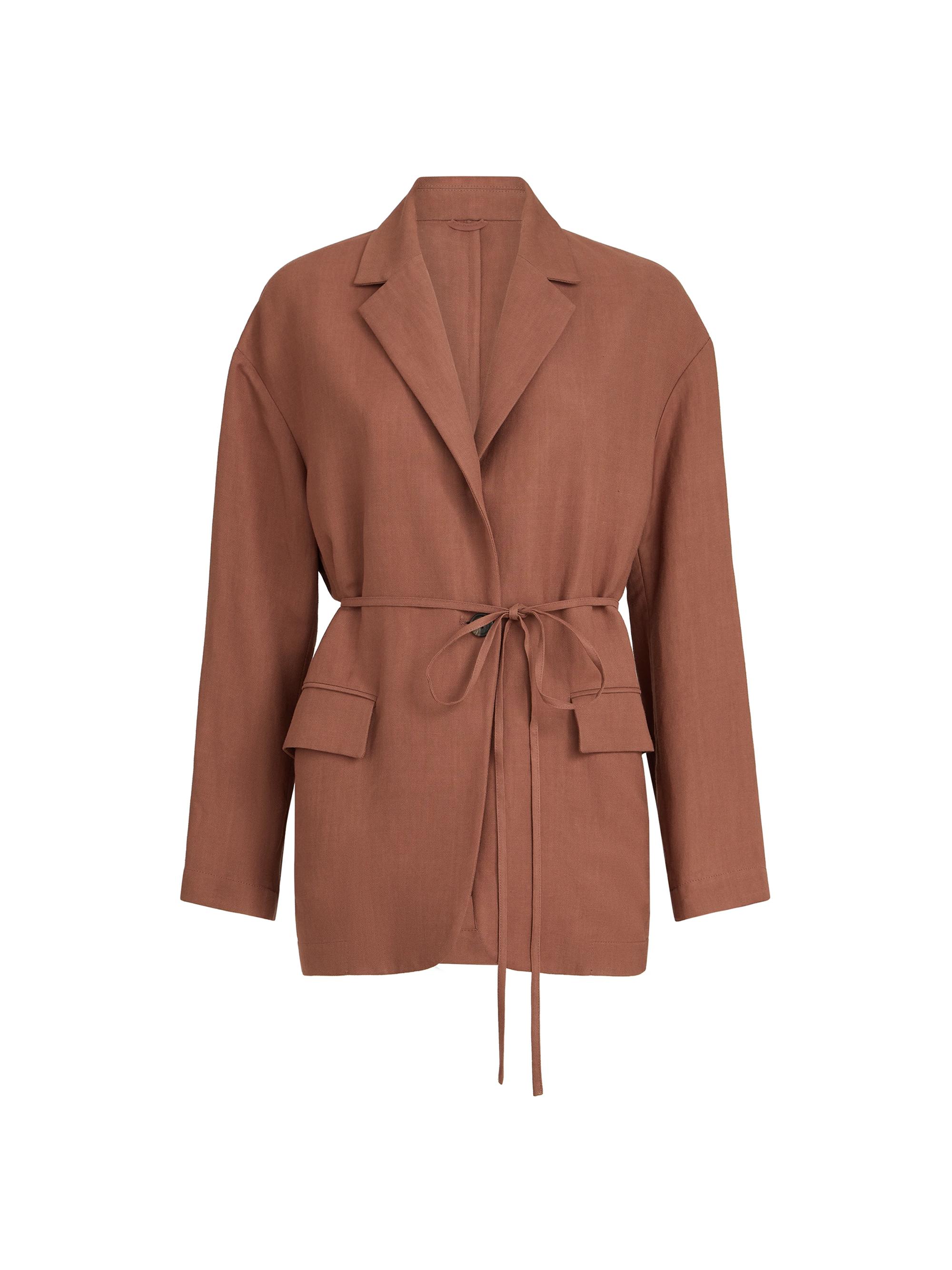 Brunello Cucinelli Women's Viscose and Linen Fluid Twill Blazer with Monili - Brown