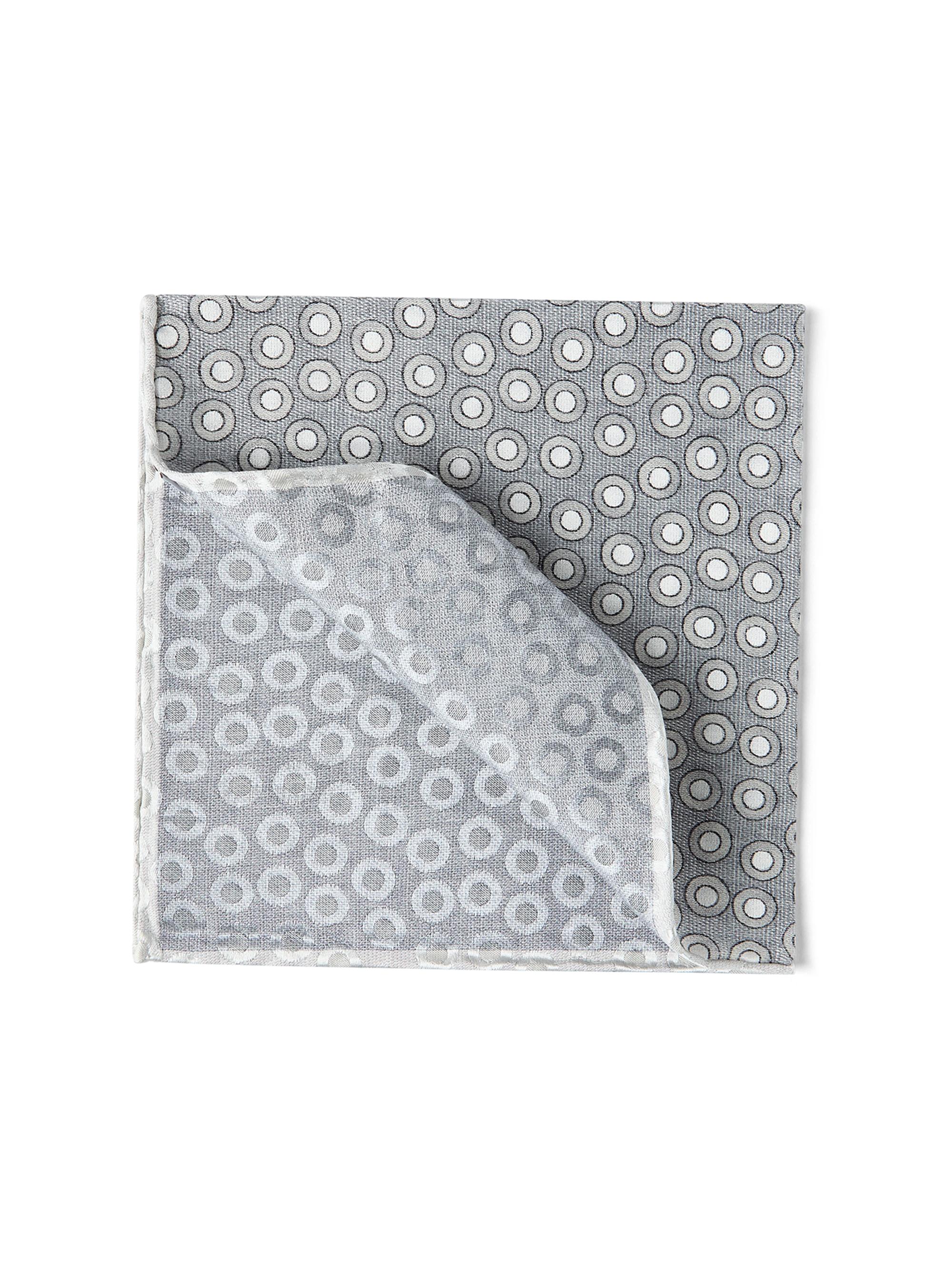 Brunello Cucinelli Men's Polka Dot Silk Pocket Square - Grey