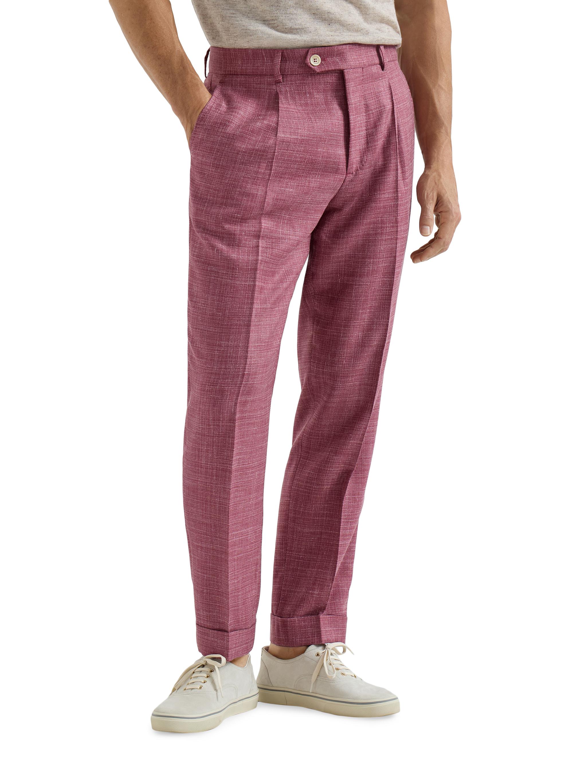 Brunello Cucinelli Slubbed Virgin Wool, Silk and Linen Hopsack Pleated ...