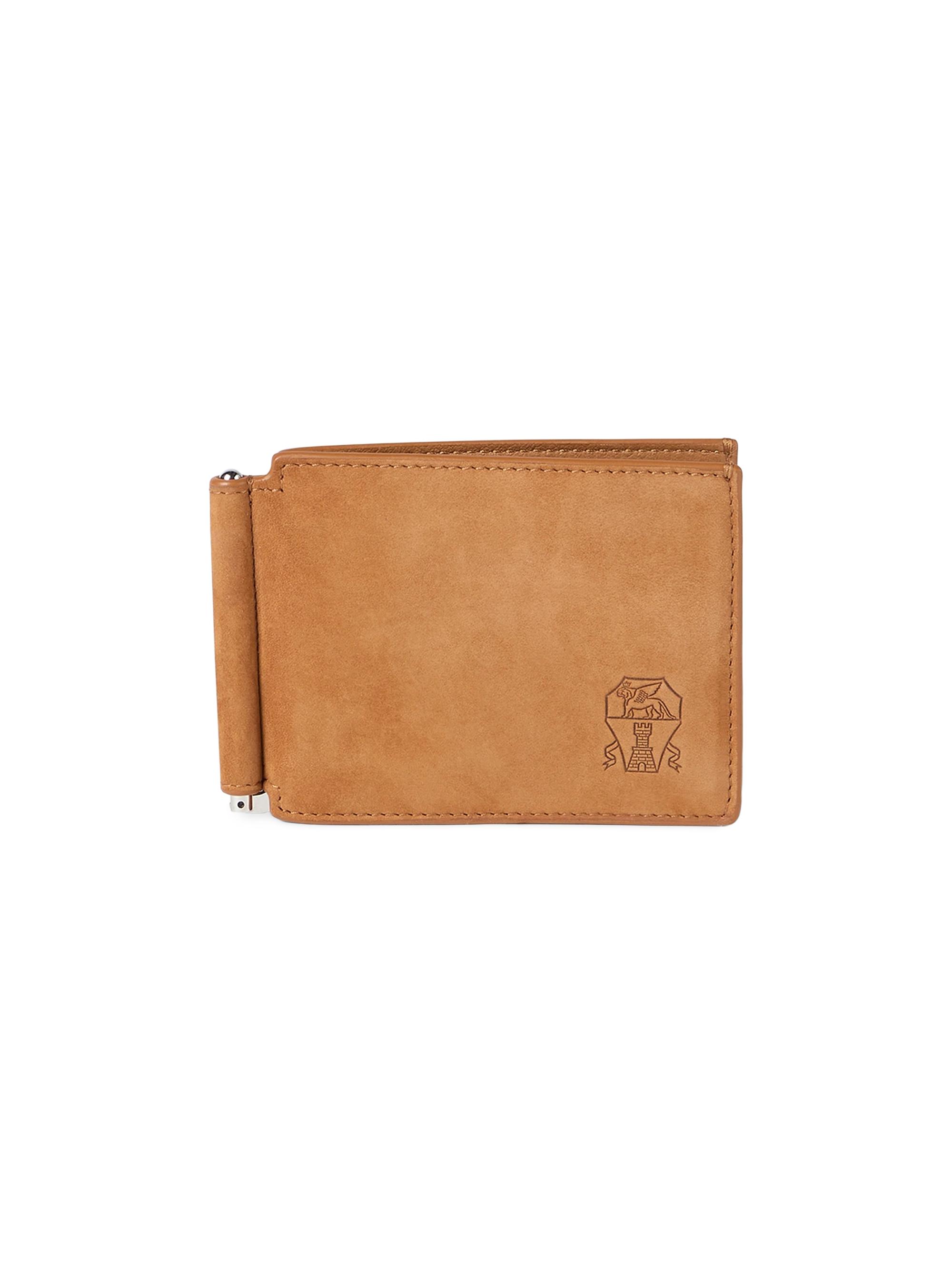 Brunello Cucinelli Men's Nubuck Money Clip Wallet - Cognac