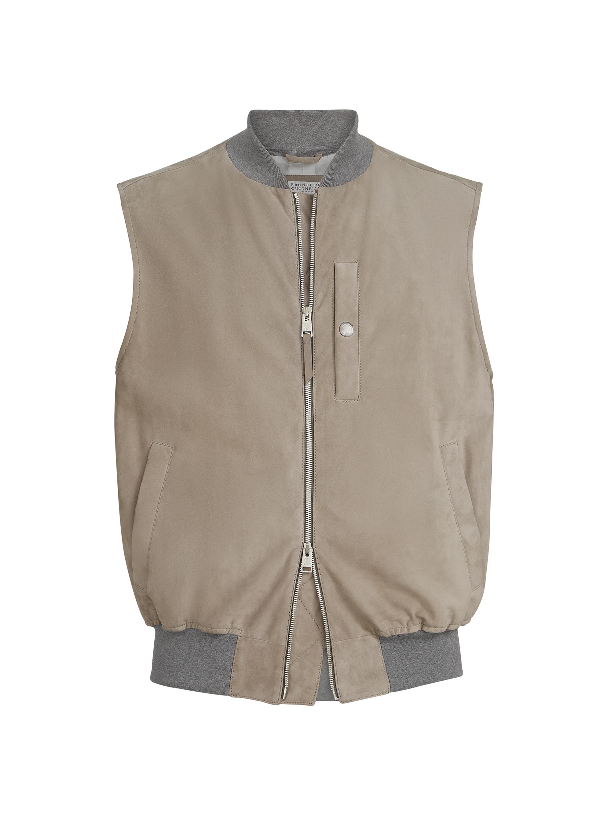Men's Suede Vest with Thermore Padding - Khaki