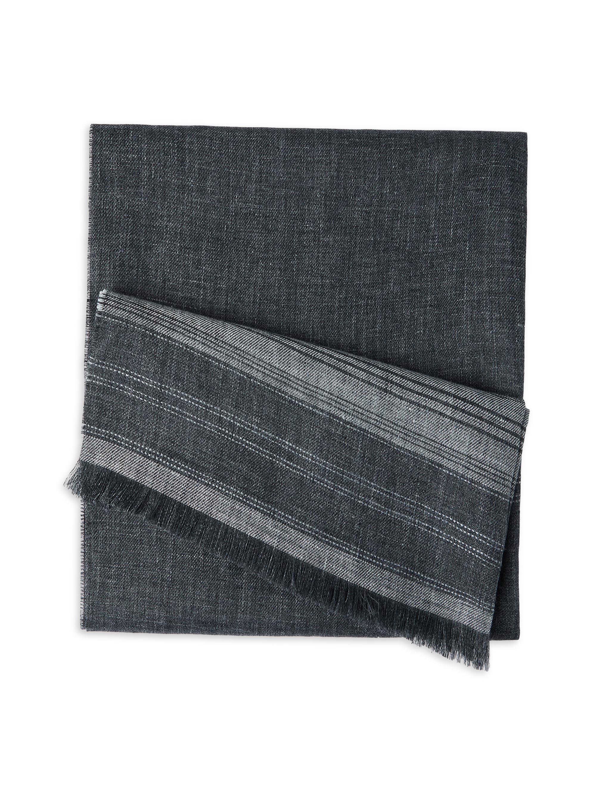 Brunello Cucinelli Men's Embroidered Linen Scarf - Anthracite