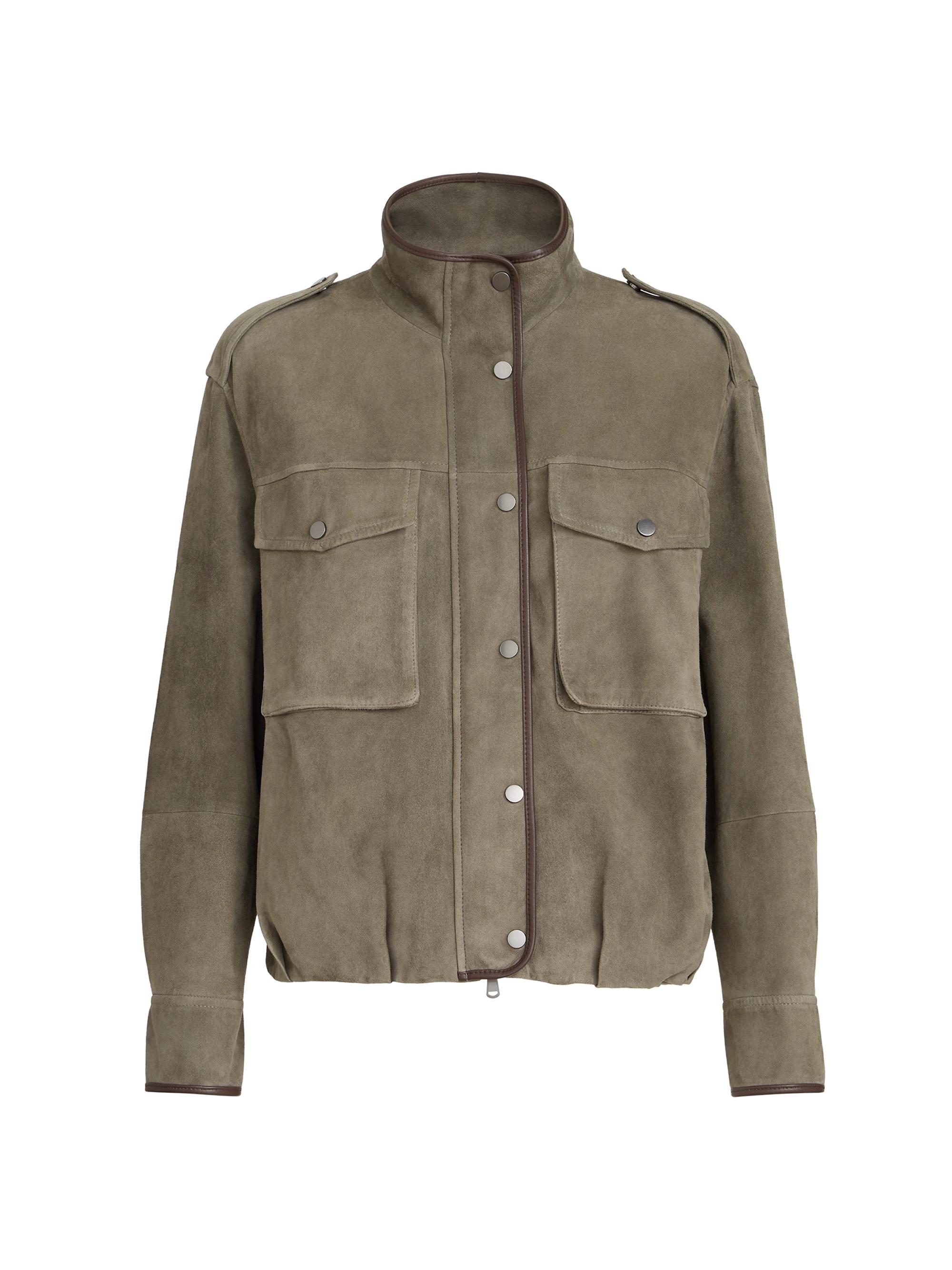 Brunello Cucinelli Women's Couture Suede Outerwear Jacket with Monili - Green