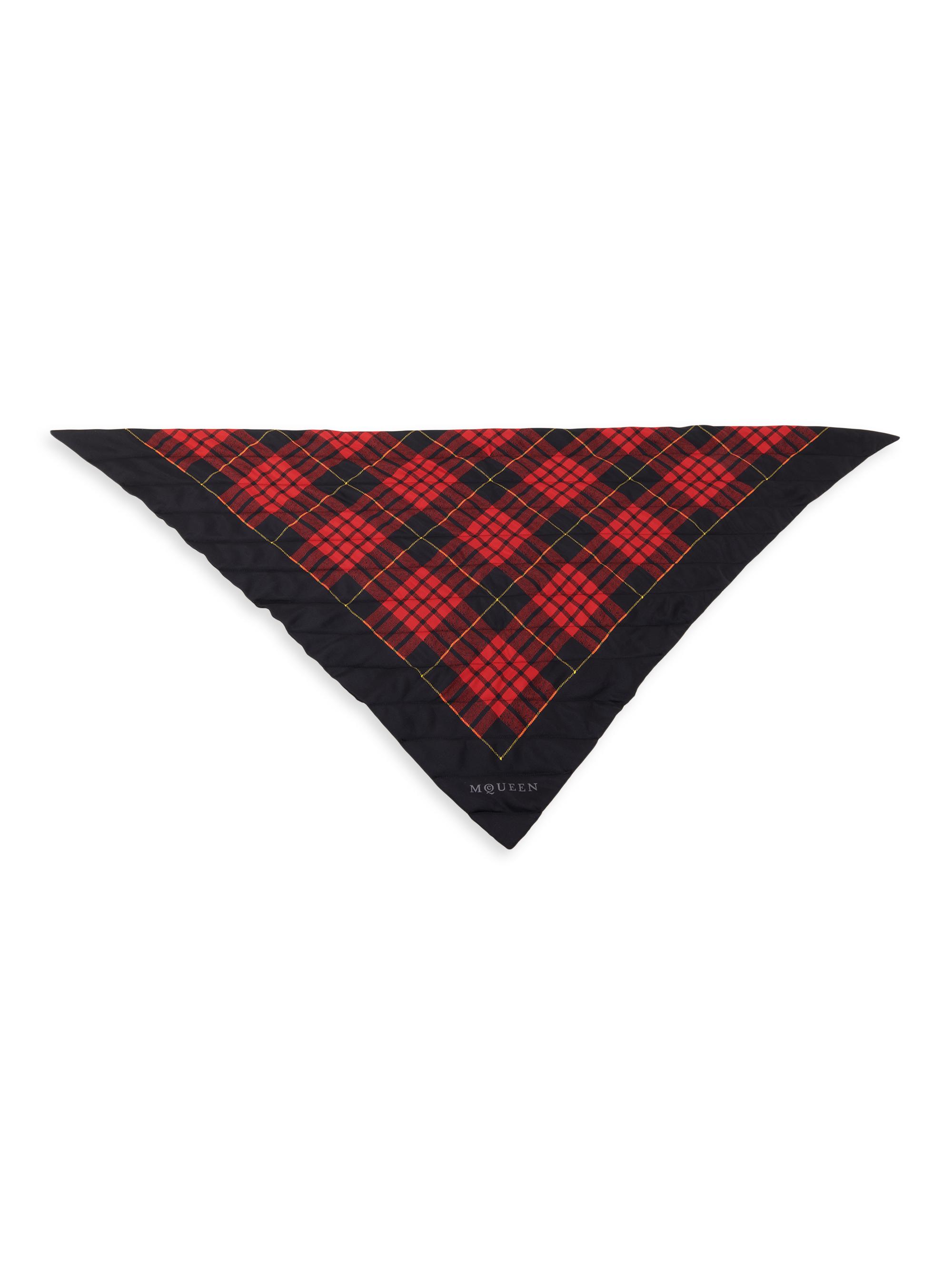 McQueen Women's Checked Silk Scarf - Black Red