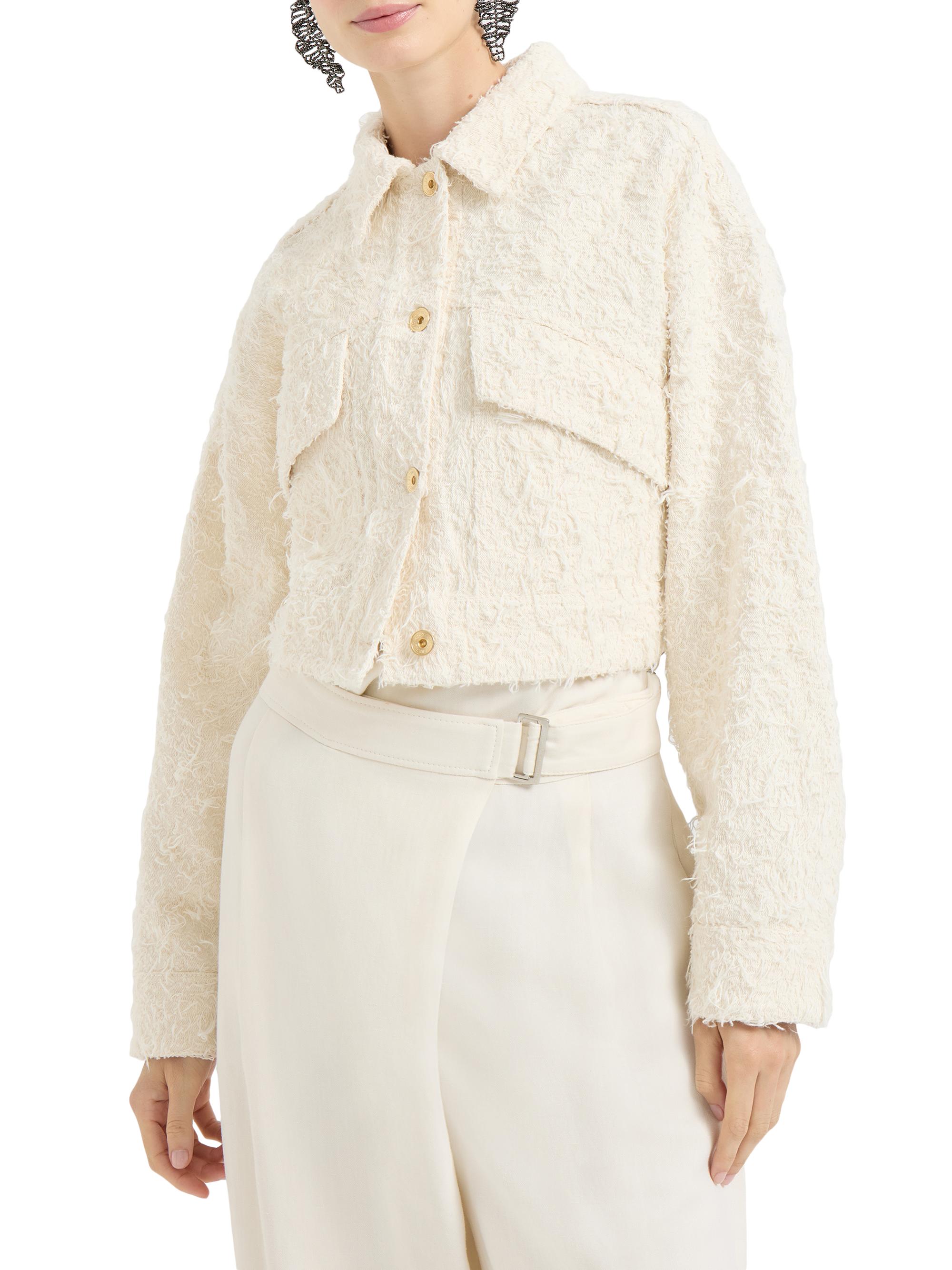 Brunello Cucinelli Fuzzy Dyed Denim Outerwear Jacket with Monili