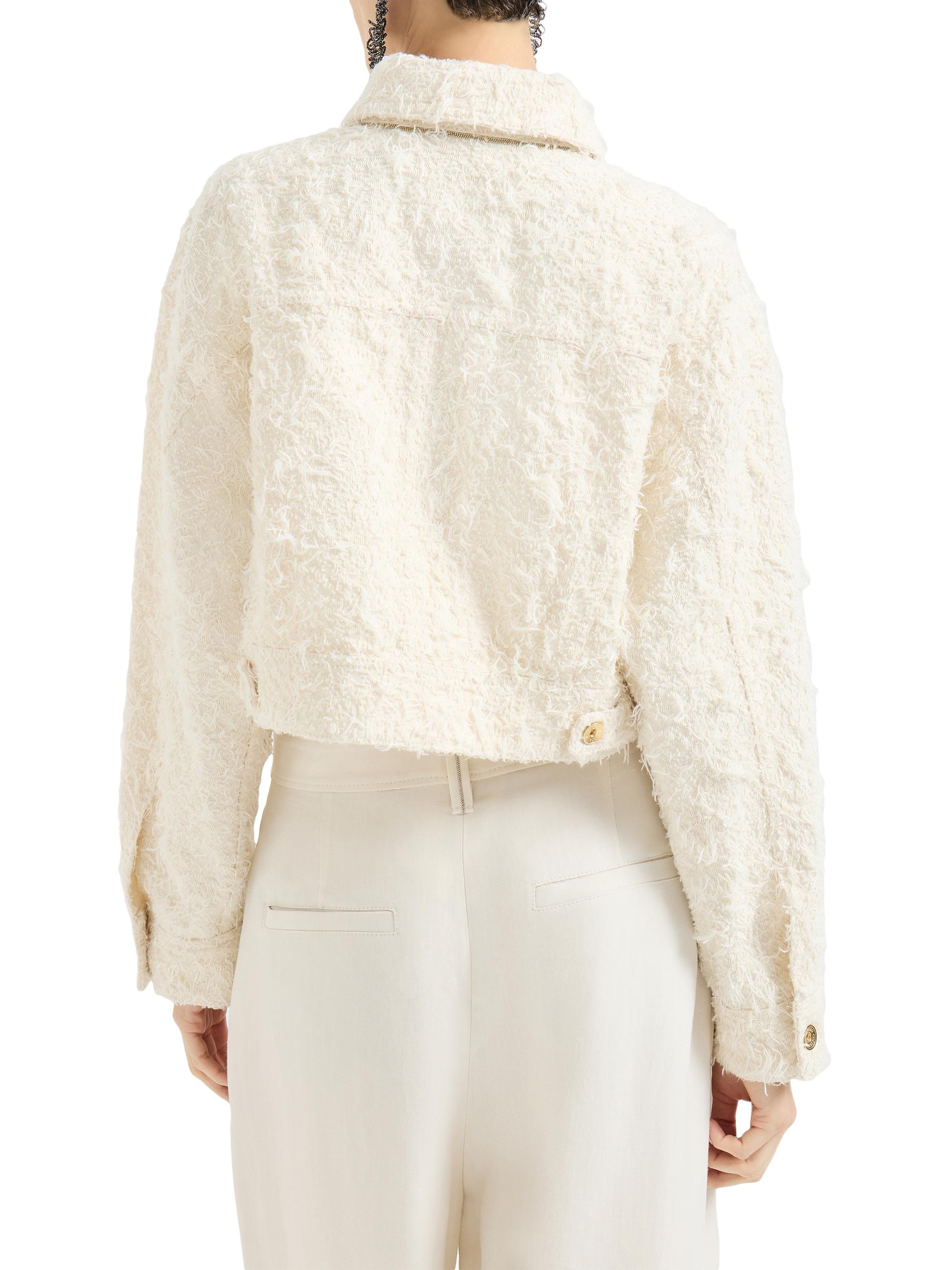 Brunello Cucinelli Fuzzy Dyed Denim Outerwear Jacket with Monili
