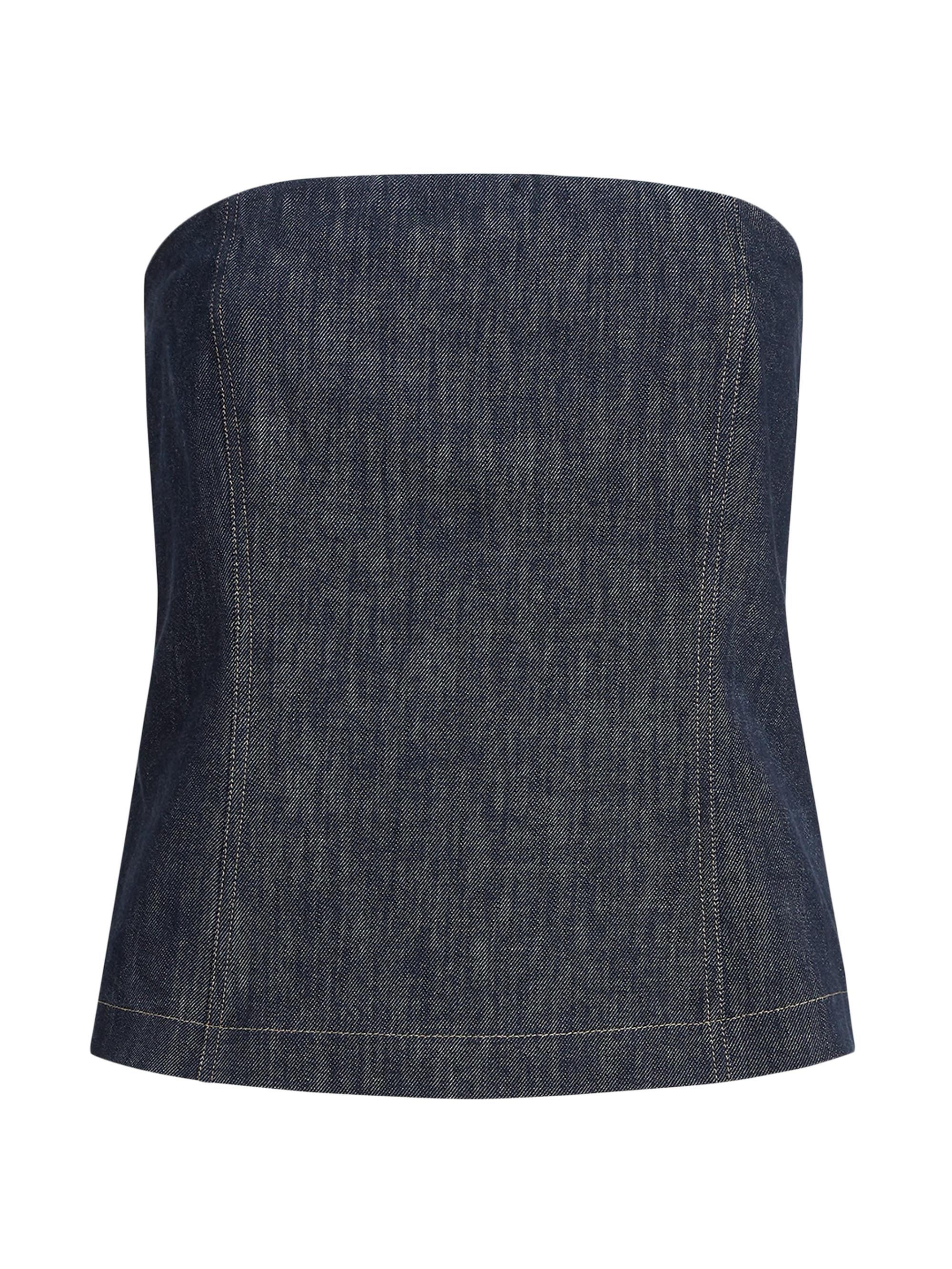 Brunello Cucinelli Women's Cotton Denim Effect Twill Bandeau Top - Denim
