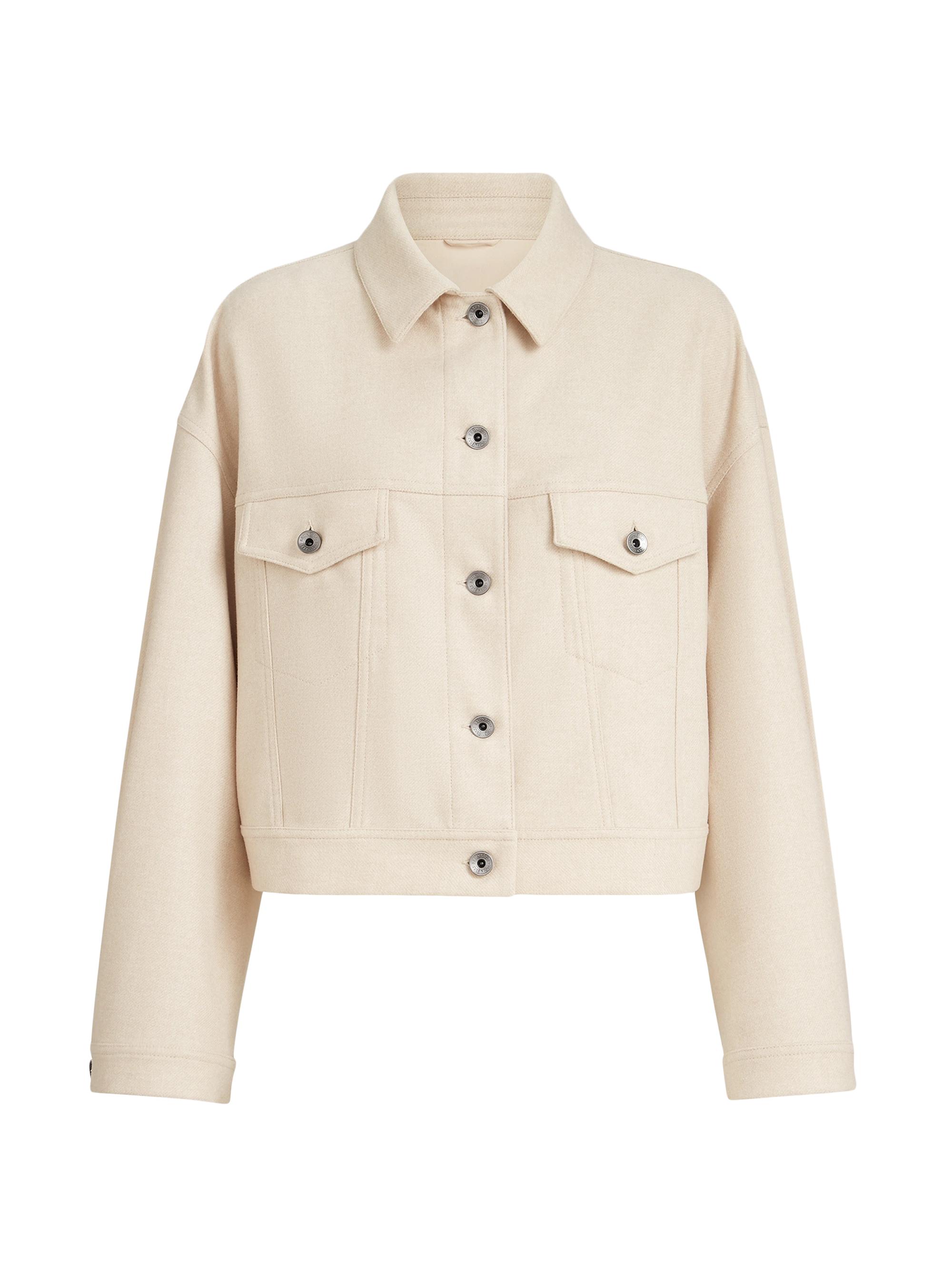 Brunello Cucinelli Fuzzy Dyed Denim Outerwear Jacket with Monili