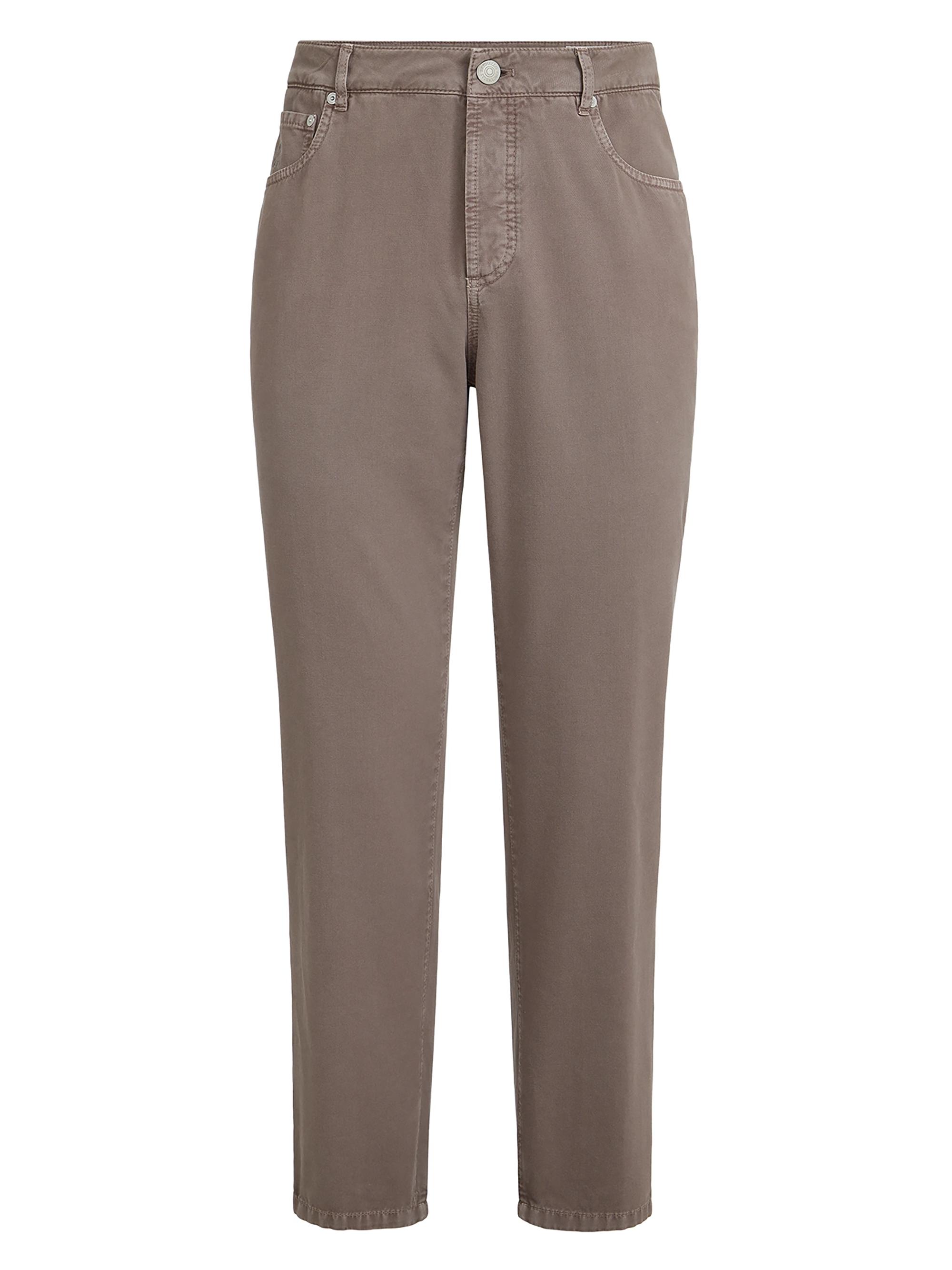 Brunello Cucinelli Men's Garment Dyed Five Pocket Jeans in Twisted Cotton Gabardine - Hazelnut