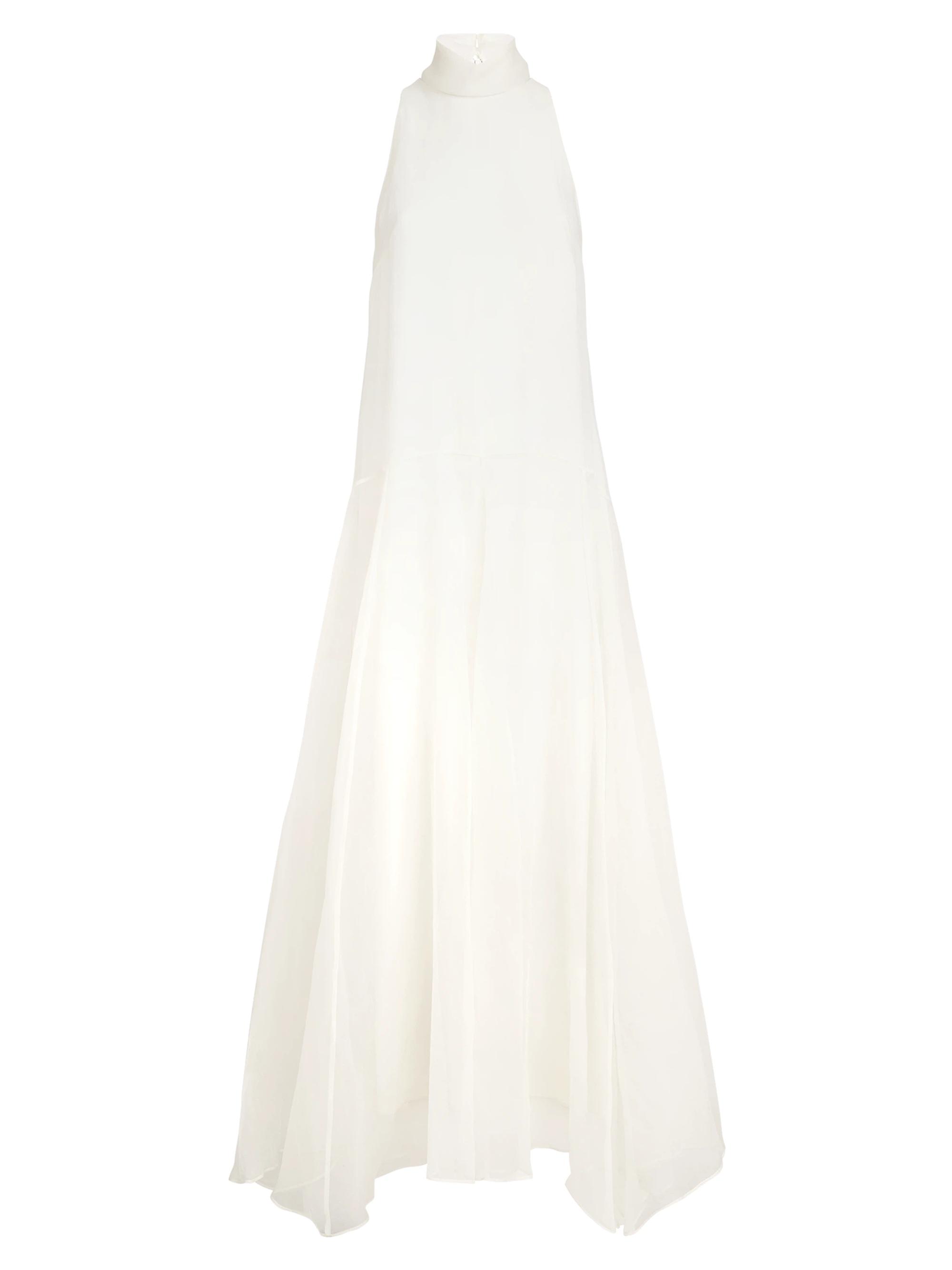 Brunello Cucinelli Women's Crispy Silk Maxi Dress with Monili - Butter