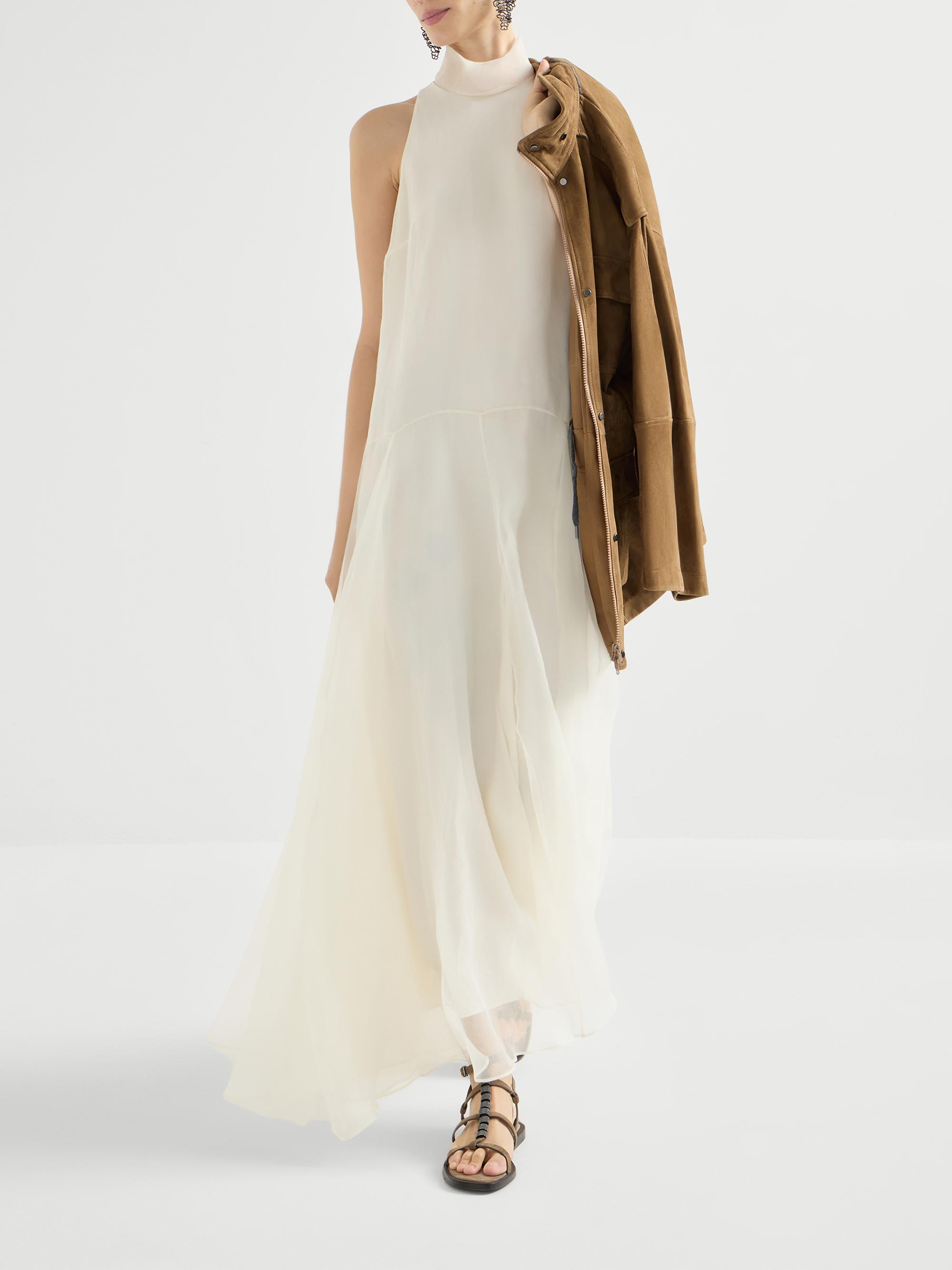 Brunello Cucinelli Women's Crispy Silk Maxi Dress with Monili - Butter - Size Small