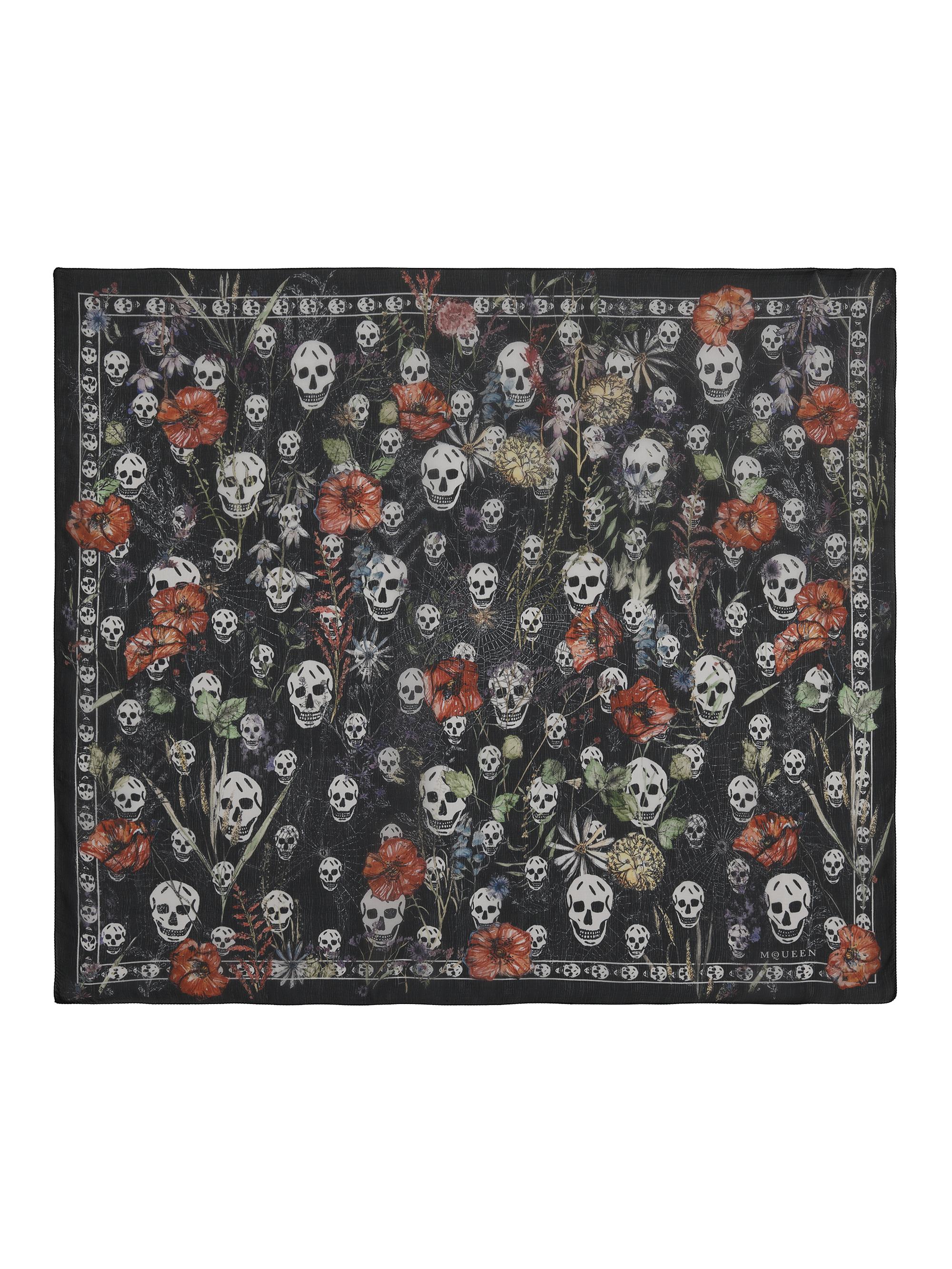 McQueen Women's Skull Silk Chiffon Scarf - Black | Thumbnail 5
