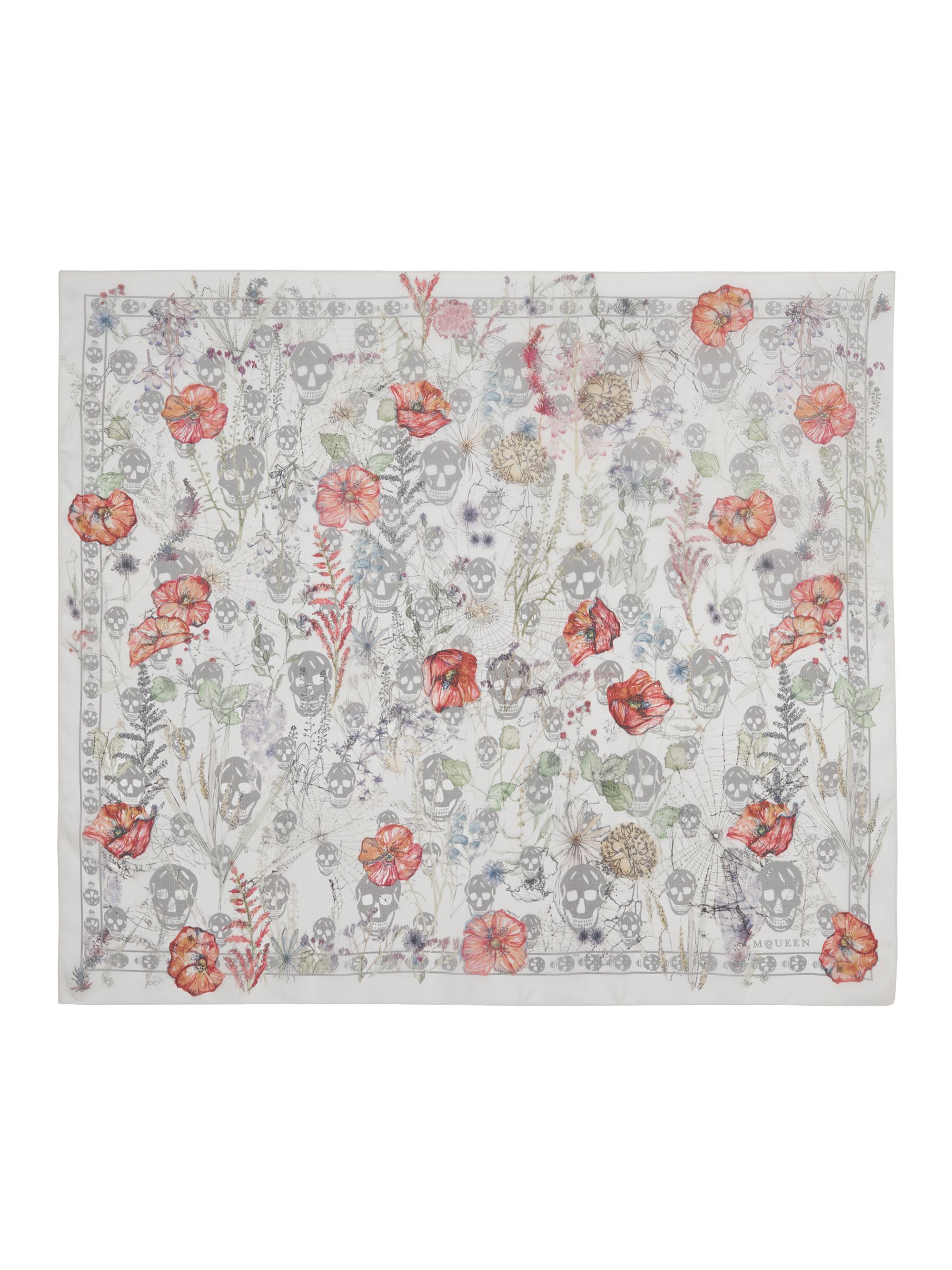 McQueen Women's Skull Silk Chiffon Scarf -   Grey