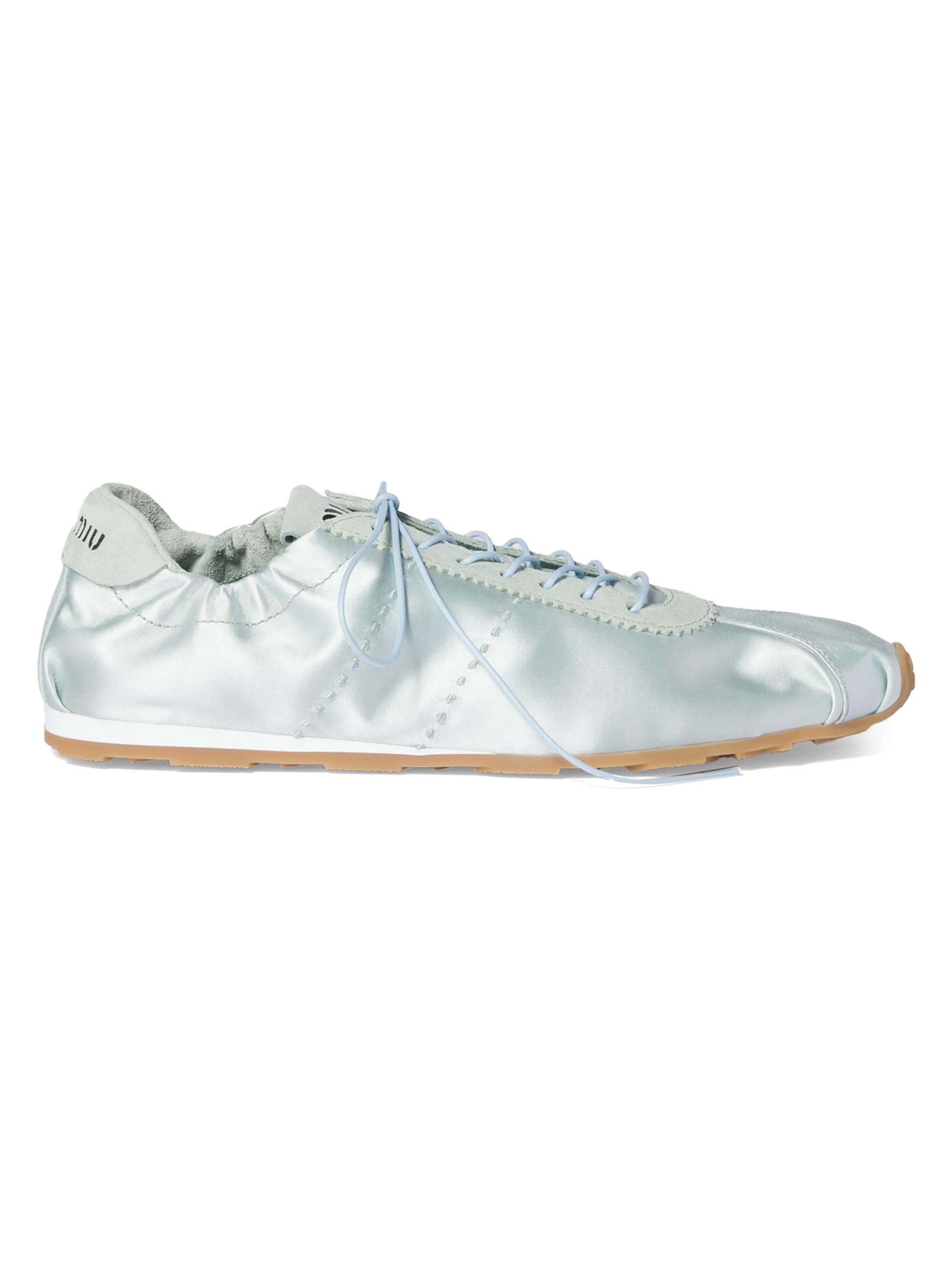 Miu Miu Women's Plume Satin Sneakers - Light Green