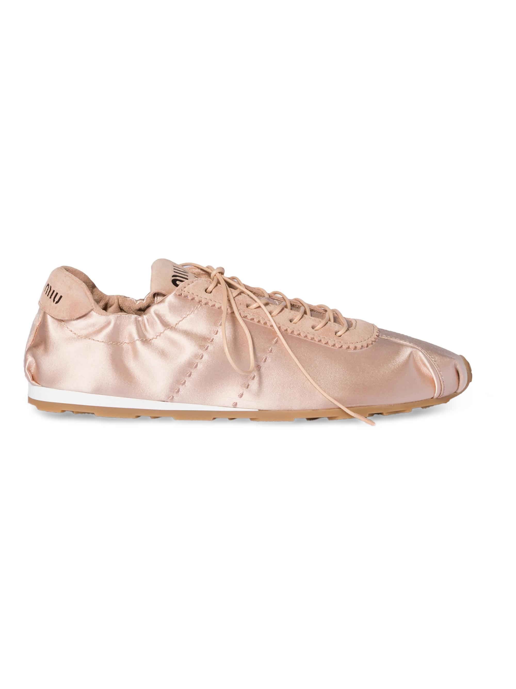 Miu Miu Women's Plume Satin Sneakers - Light Pink