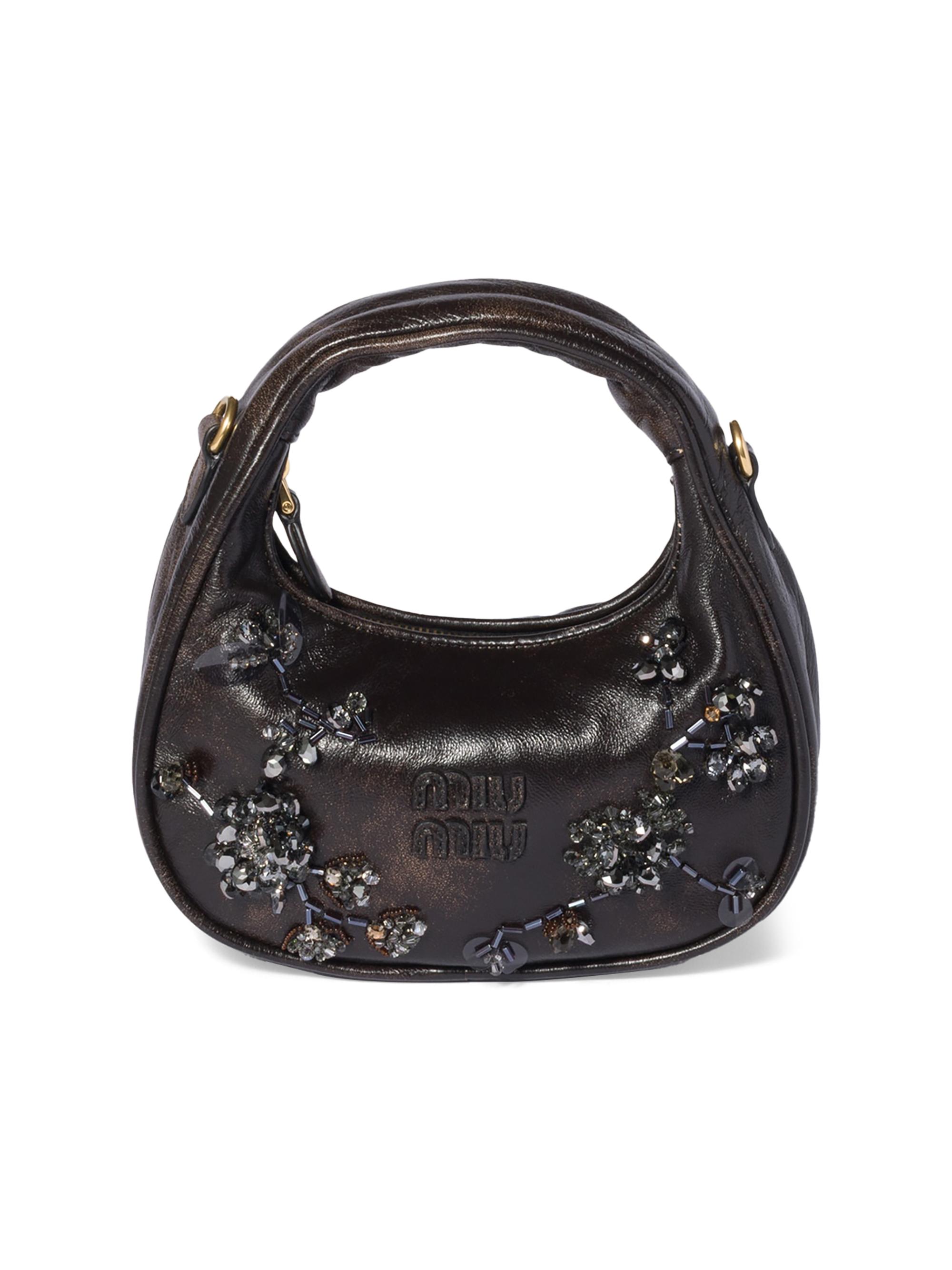 Miu Miu Women's Wander Embroidered Leather Mini-Bag - Brown