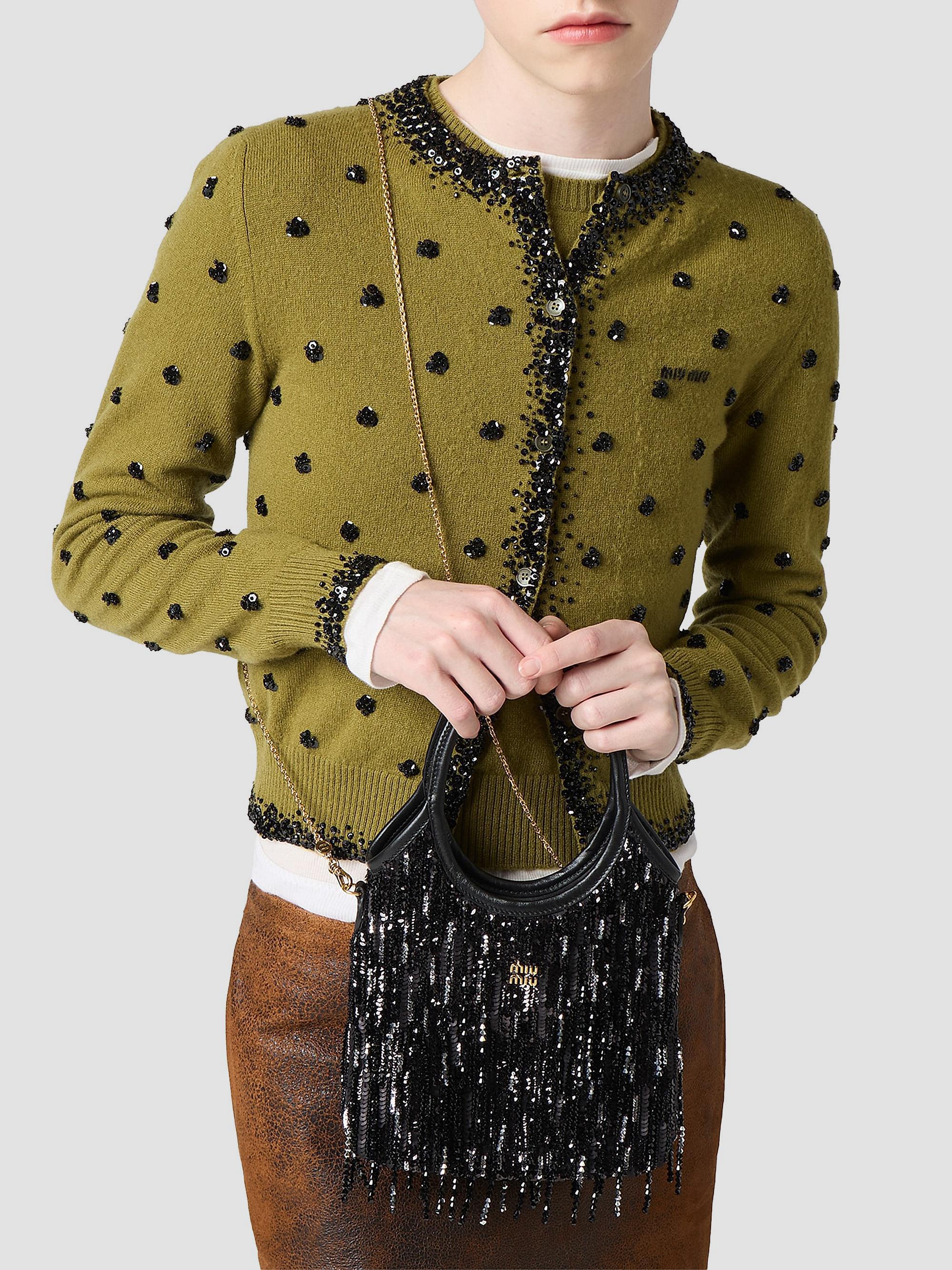 Miu Miu Ivy Satin Top Handle Handbag with Crystal and Sequin