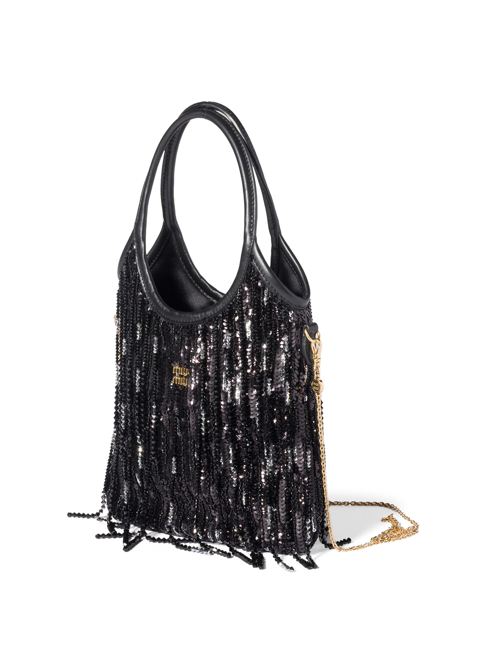 Miu Miu Ivy Satin Top Handle Handbag with Crystal and Sequin